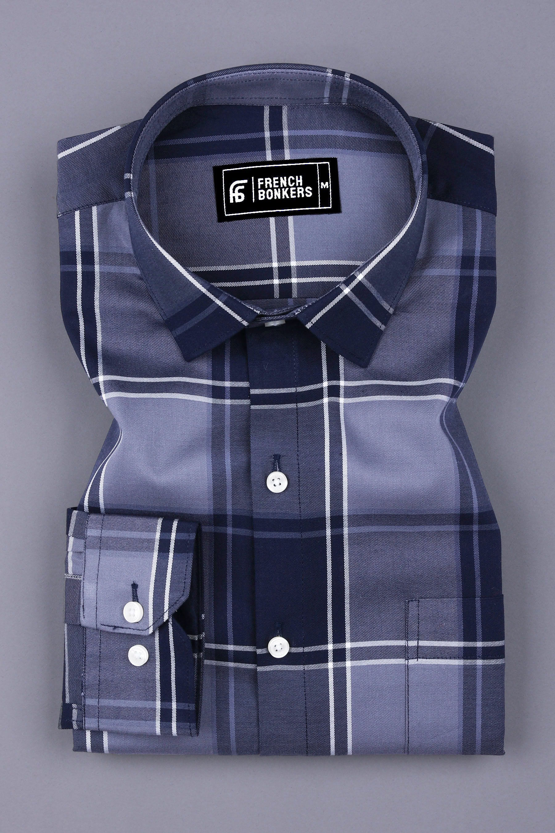 Galaxy Blue with Grey Twill Check Shirt