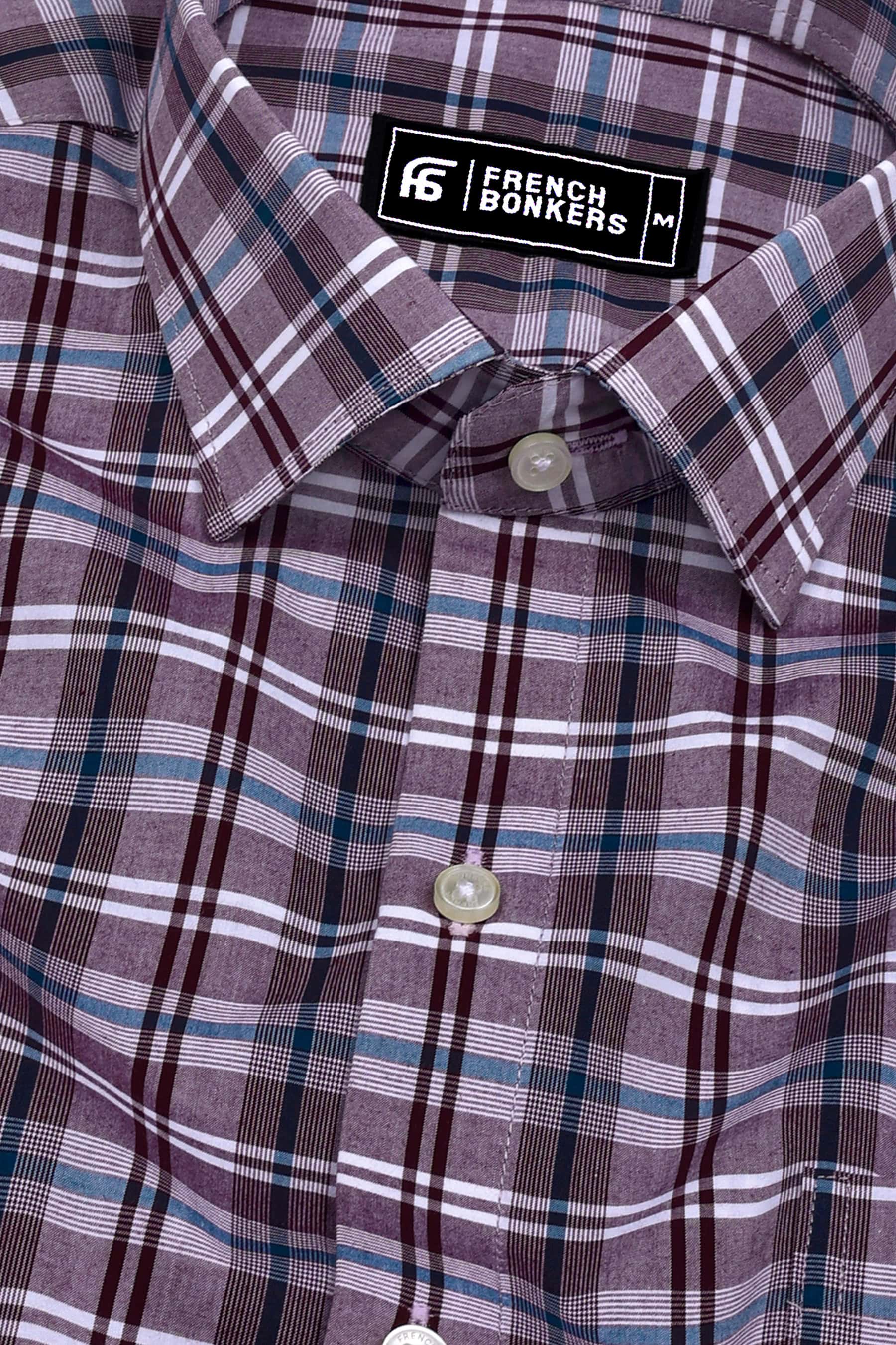 Maroon With White Check Cotton Shirt