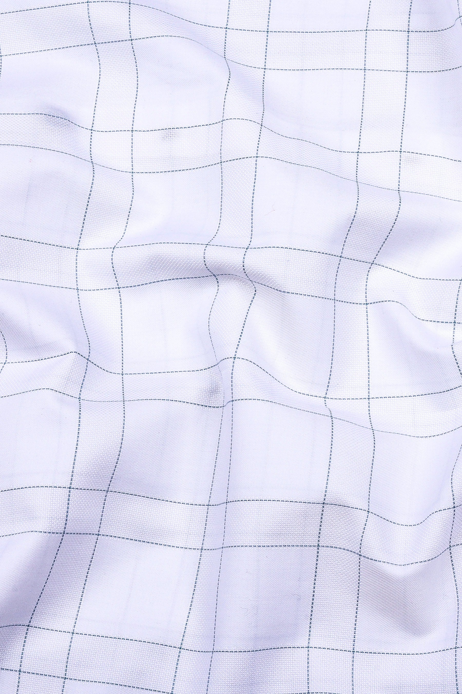 White with Rama green Windowpane Check Shirt