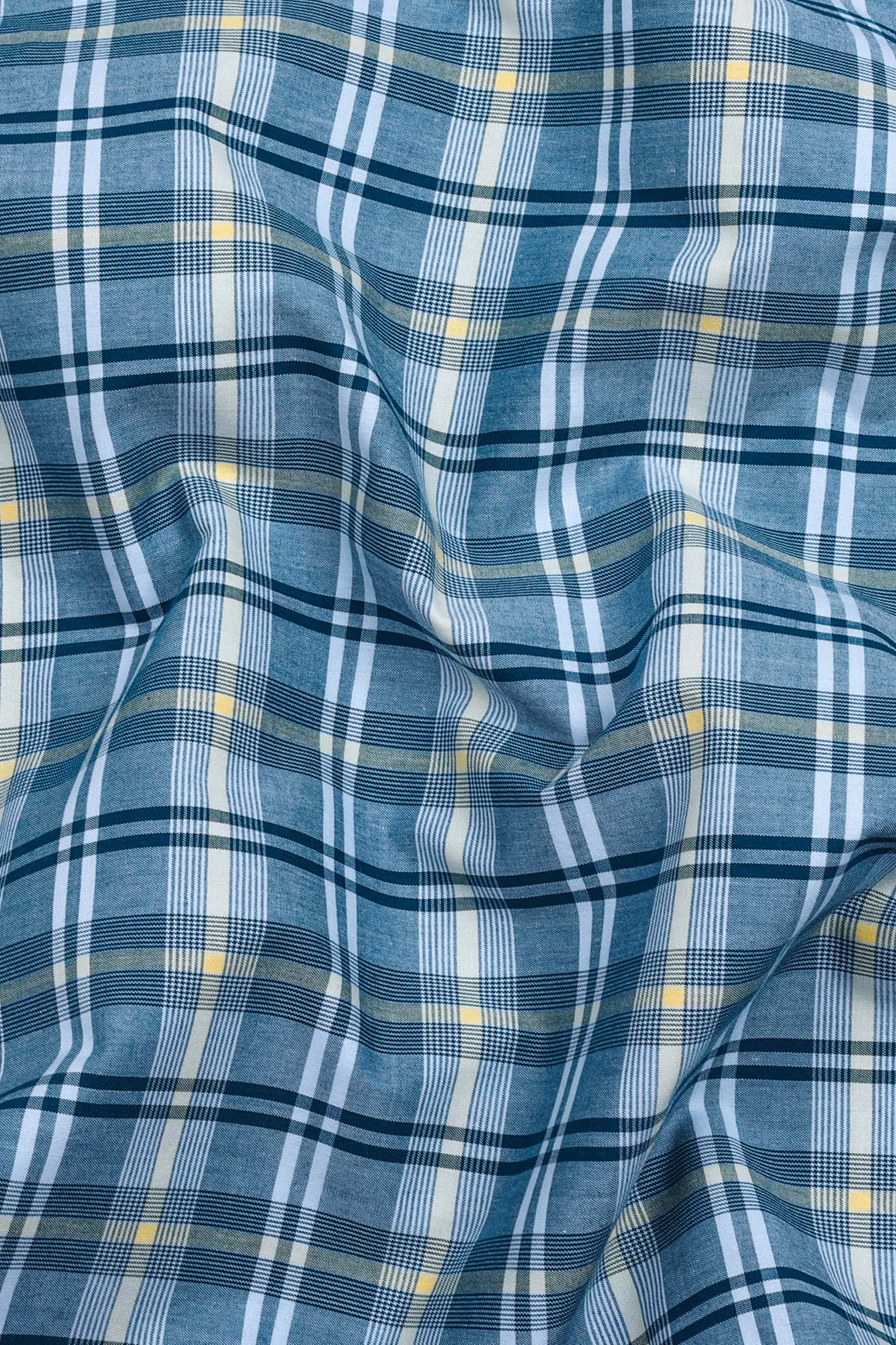 Blue With Multicolor Check Cotton Shirt