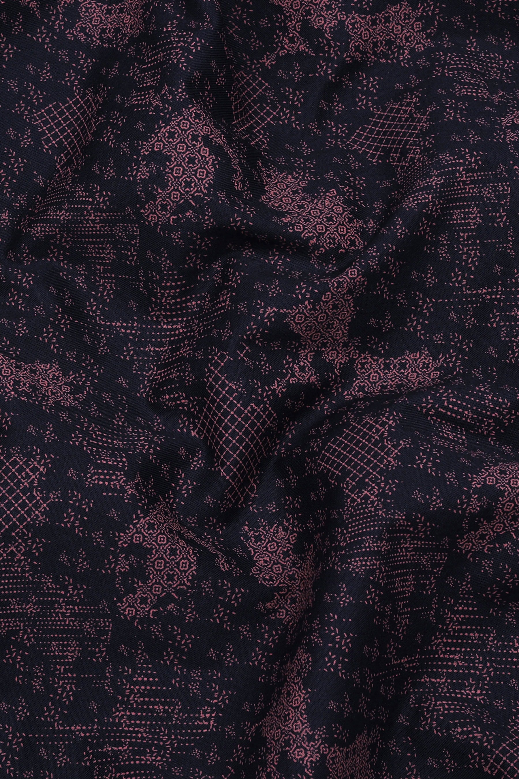 Navyblue With Brown Printed Cotton Shirt