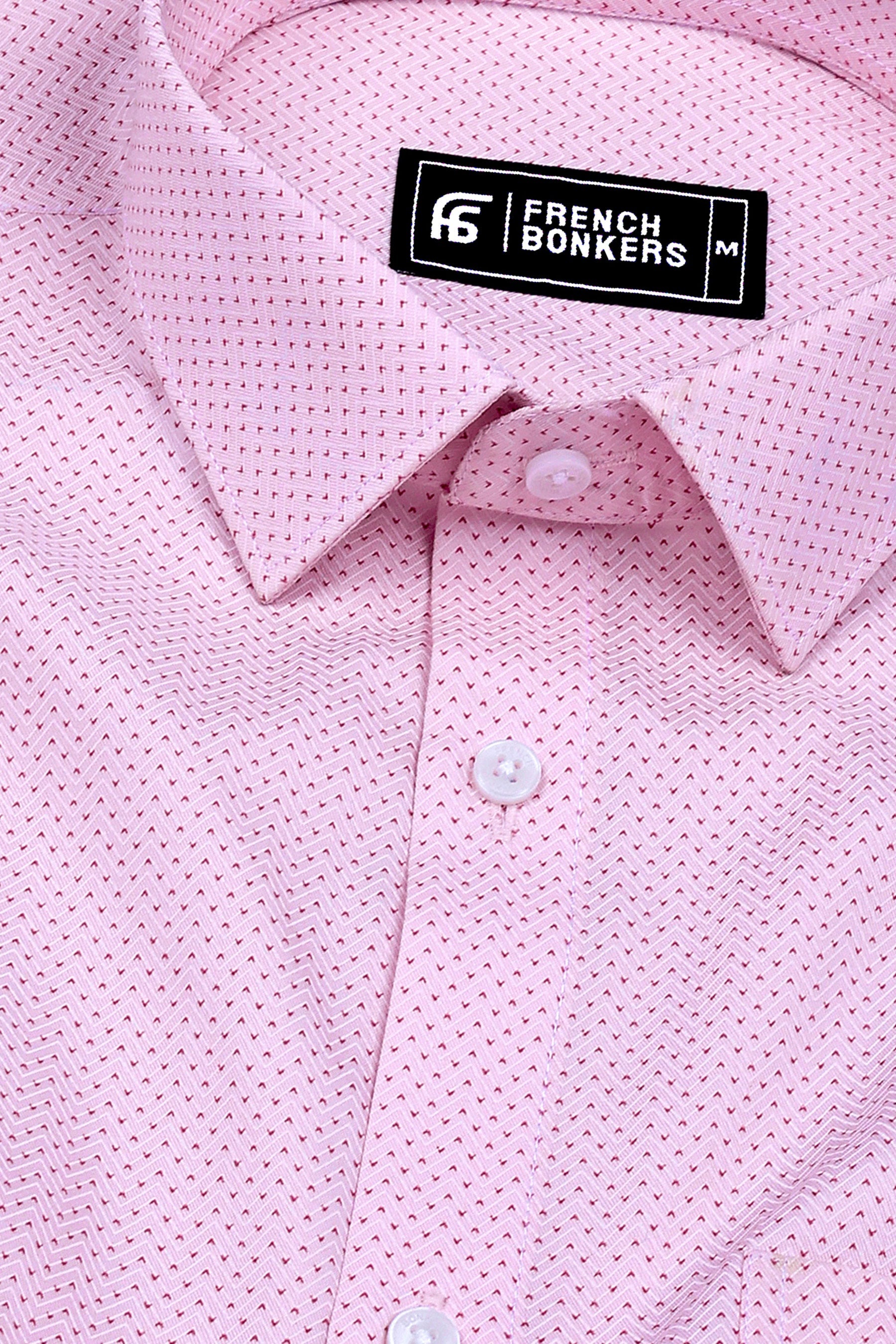 Baby Pink Tringle Printed Cotton Shirt