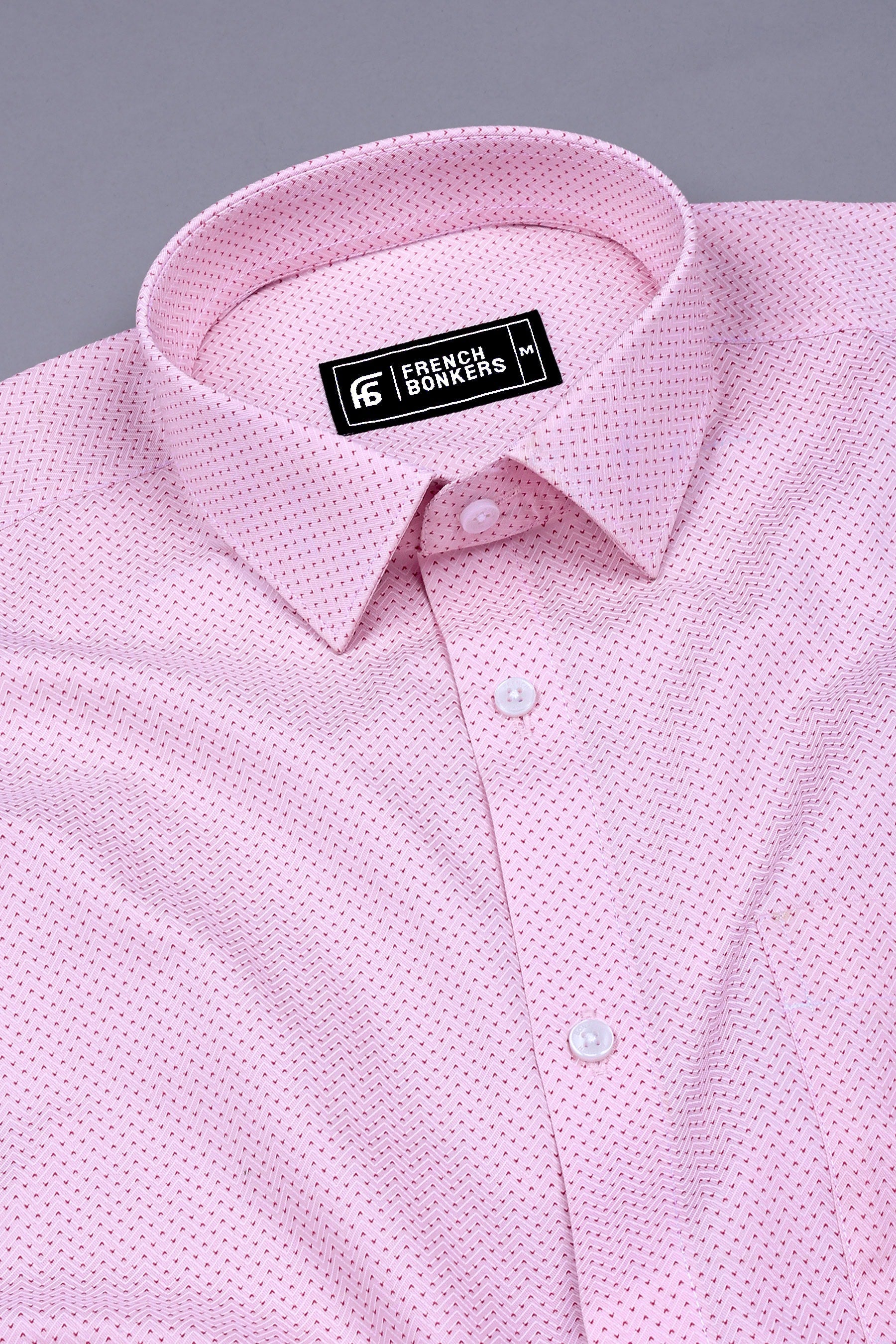 Baby Pink Tringle Printed Cotton Shirt