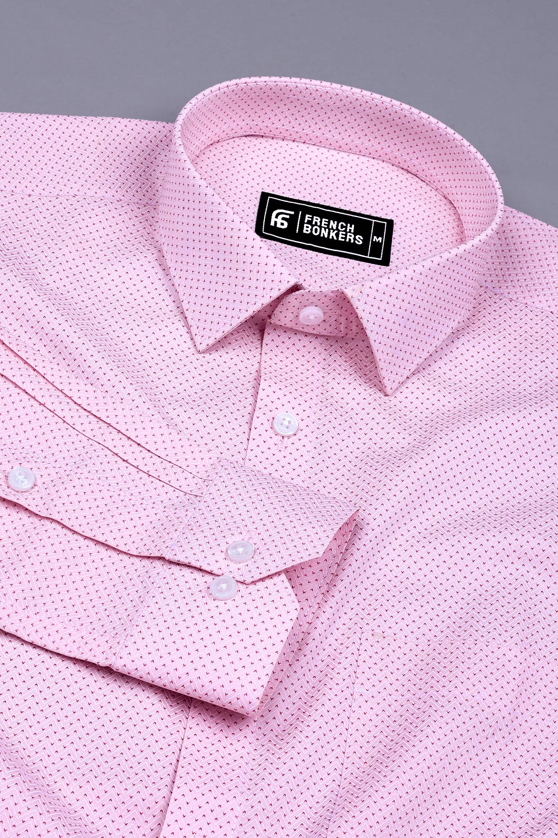 Baby Pink Tringle Printed Cotton Shirt