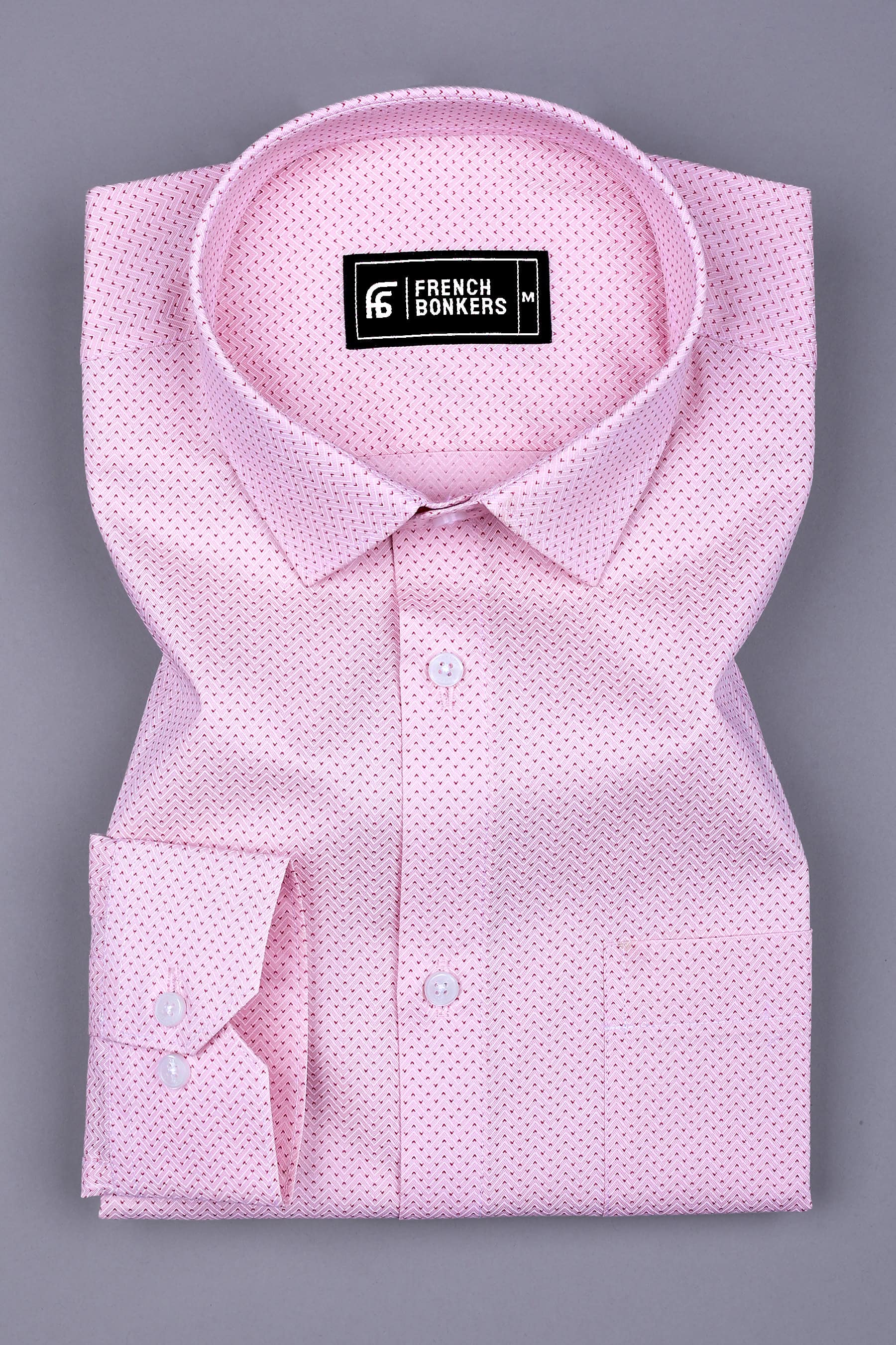 Baby Pink Tringle Printed Cotton Shirt