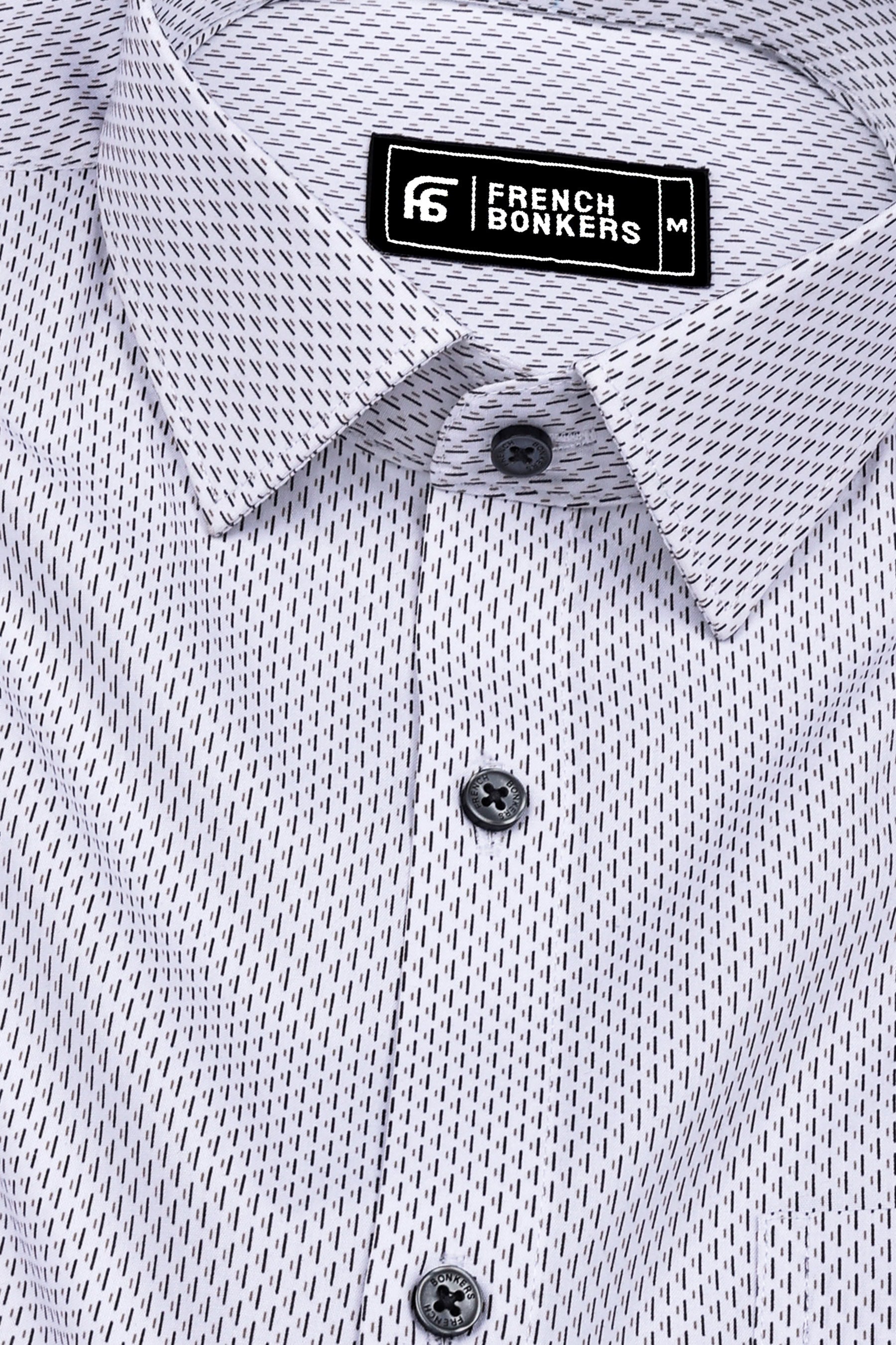 White With Black Printed Cotton Shirt