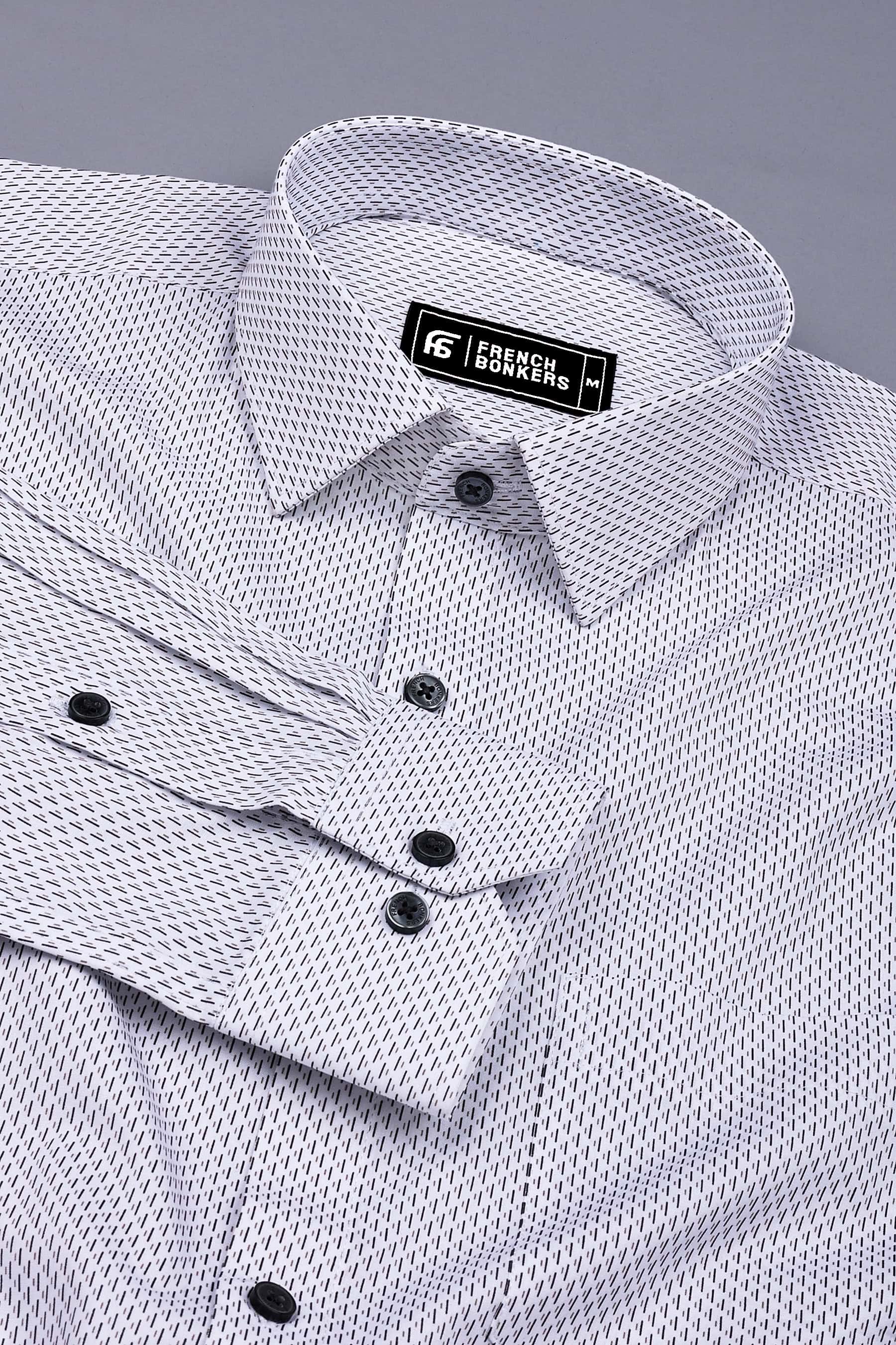 White With Black Printed Cotton Shirt