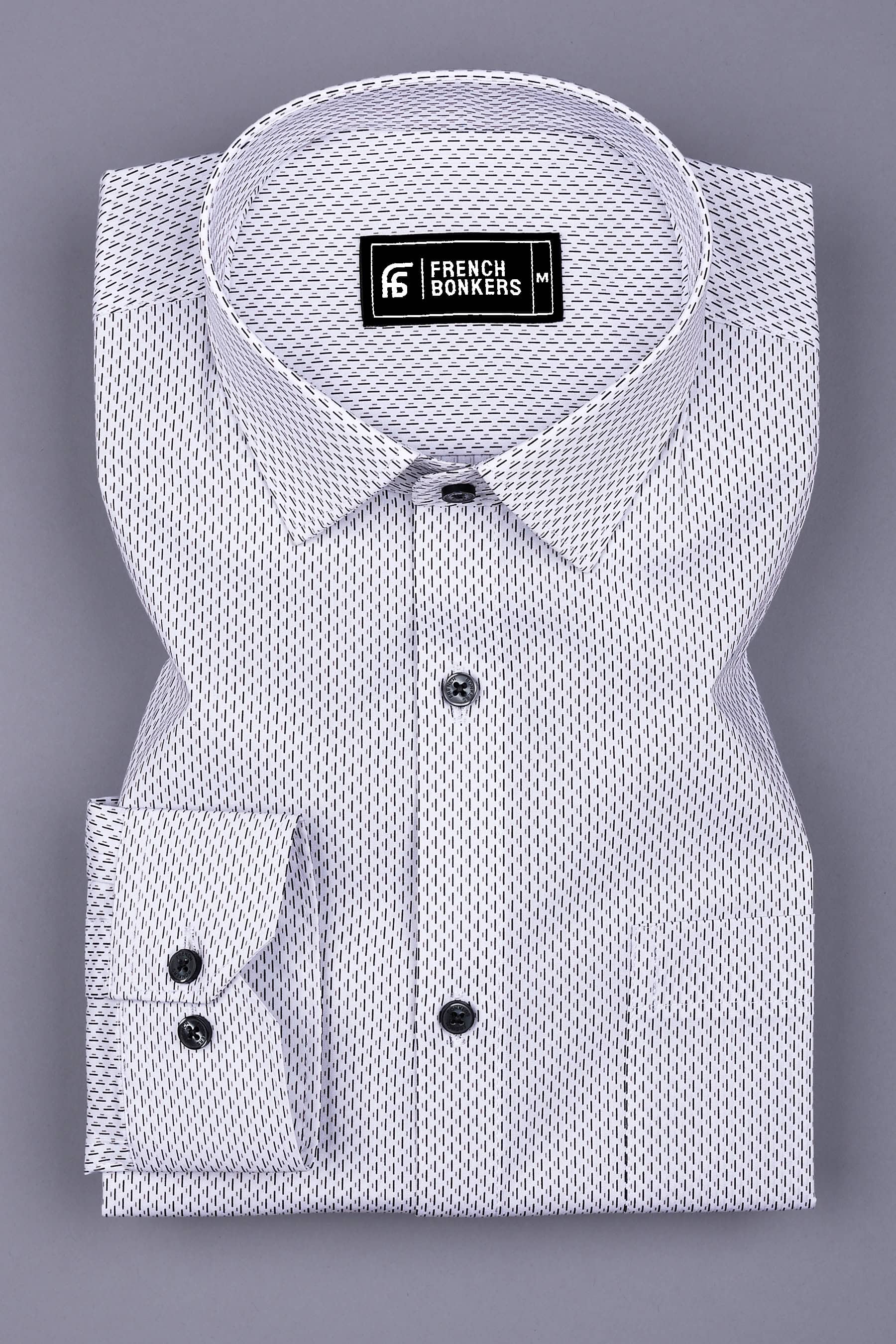 White With Black Printed Cotton Shirt