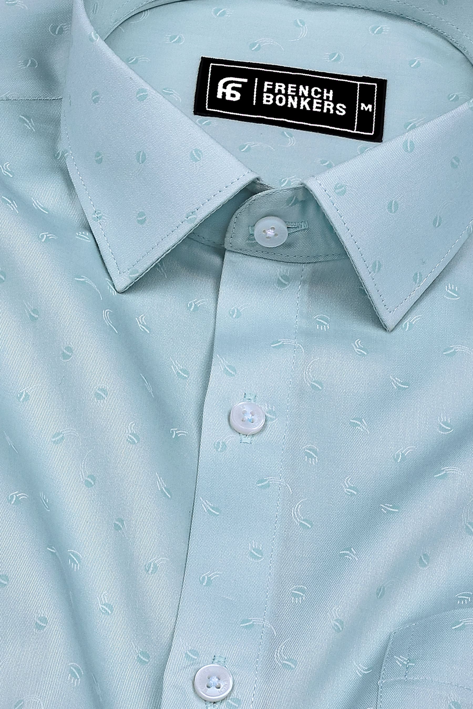 Pastal Green Tennis Balls Printed Cotton Shirt
