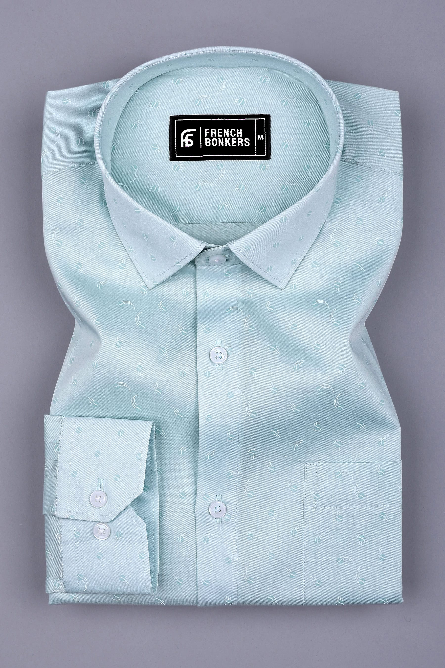 Pastal Green Tennis Balls Printed Cotton Shirt