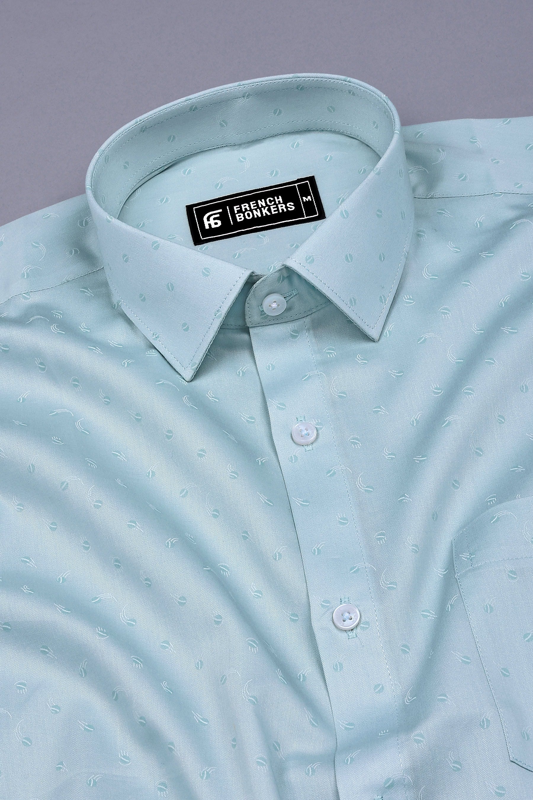 Pastal Green Tennis Balls Printed Cotton Shirt