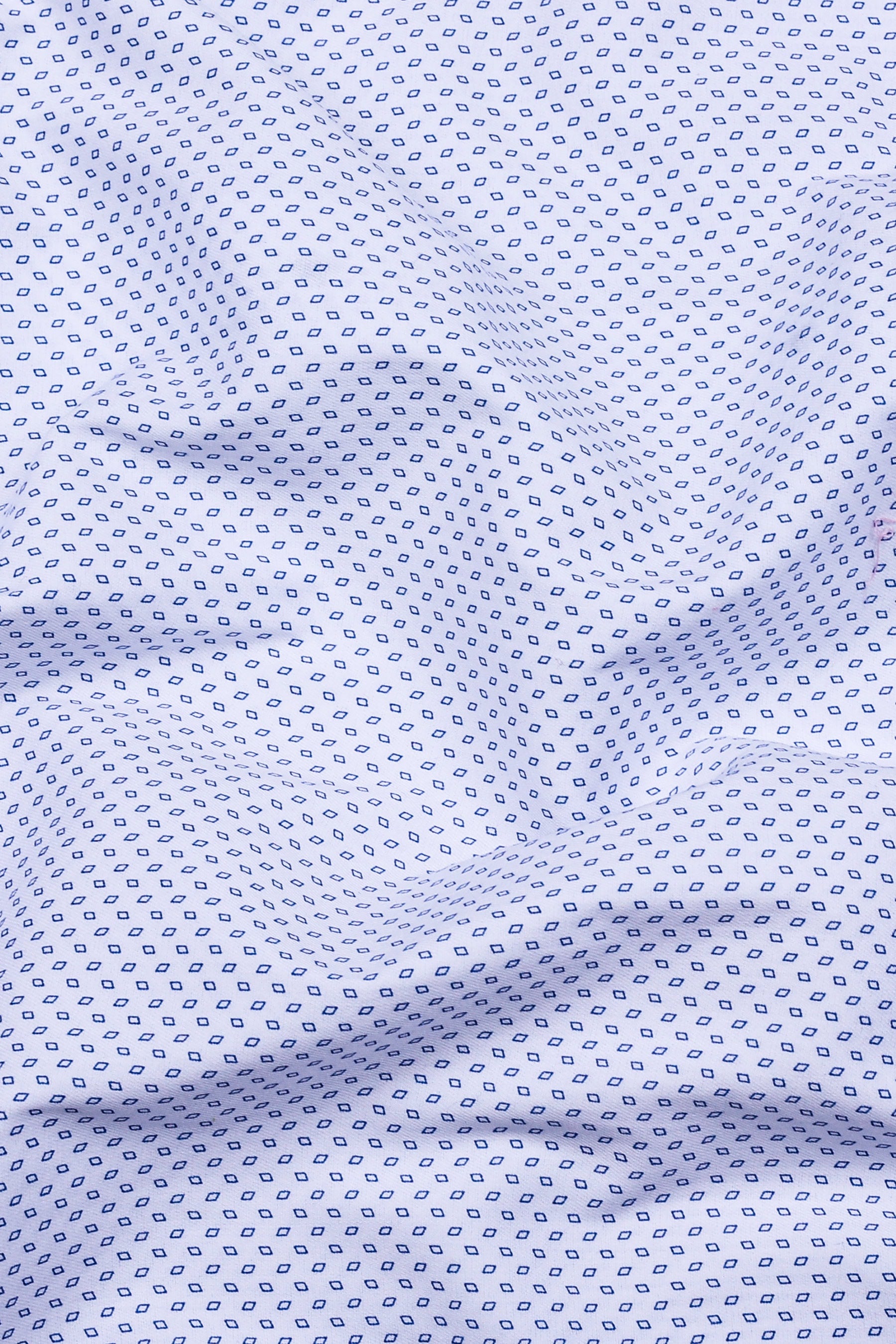 White with Blue Rhombus Shape Printed shirt