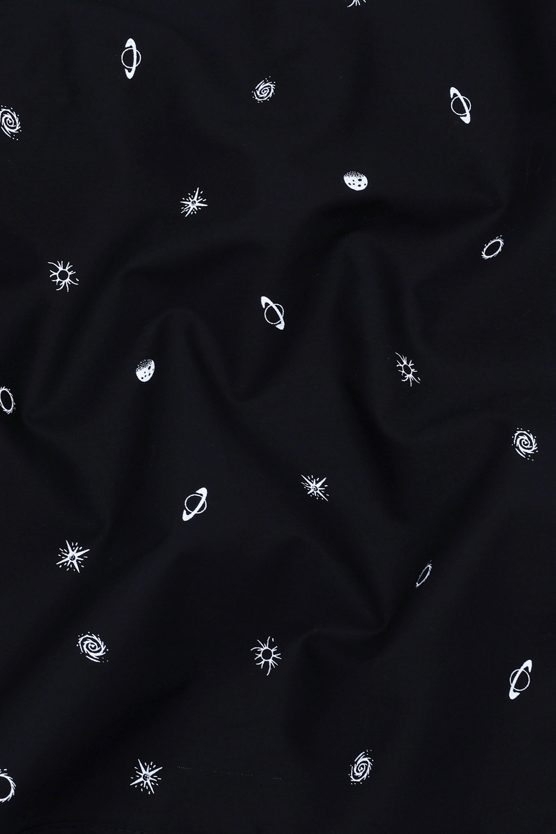 Black With White Space Printed Cotton Shirt