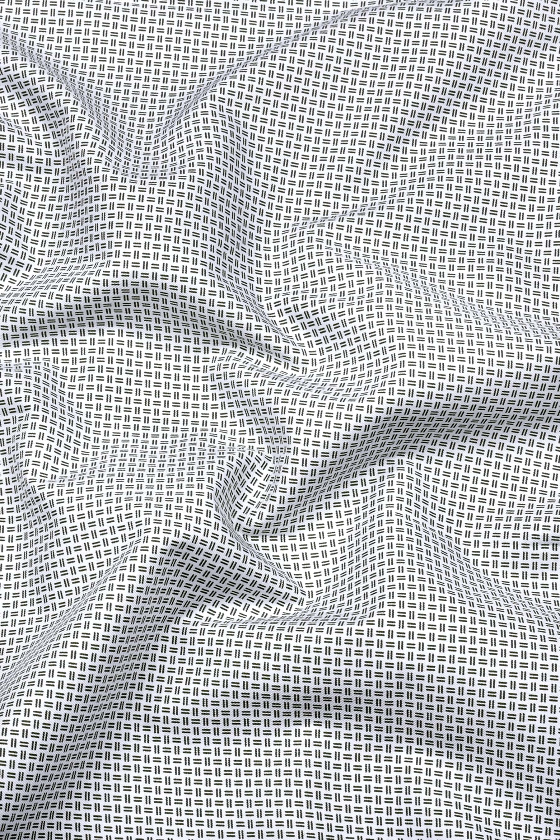 Green With White Printed Premium Cotton Shirt