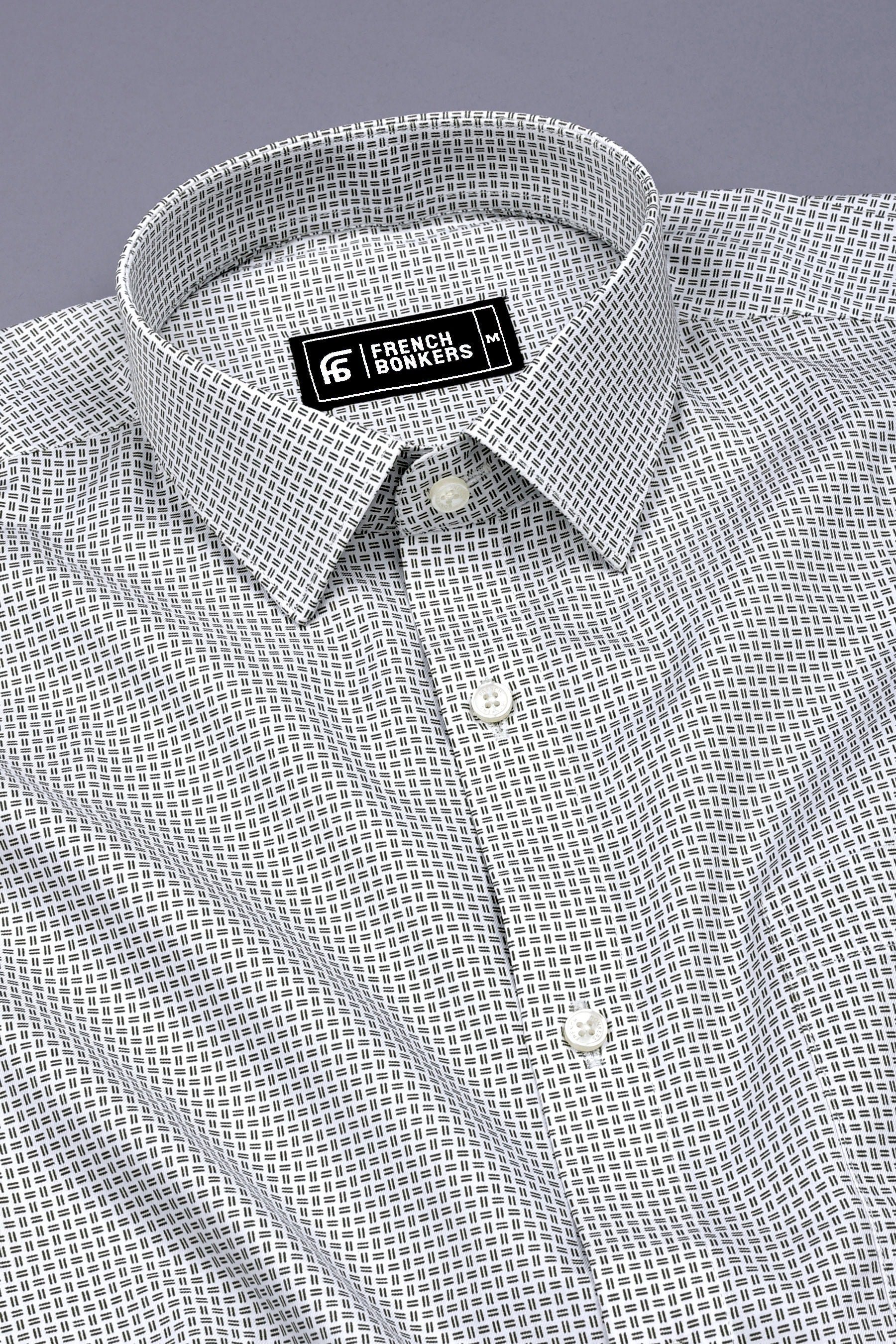 Green With White Printed Premium Cotton Shirt