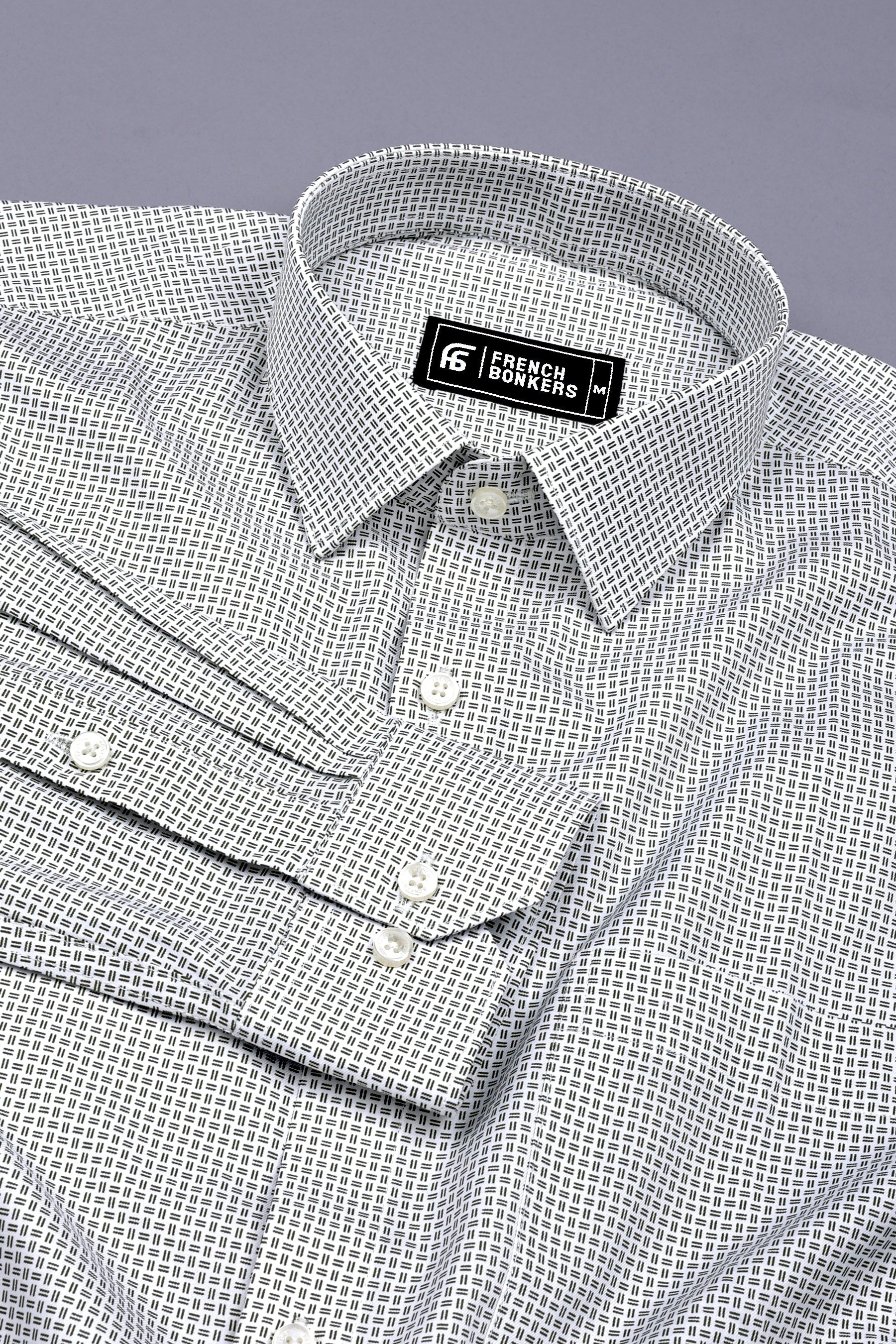 Green With White Printed Premium Cotton Shirt