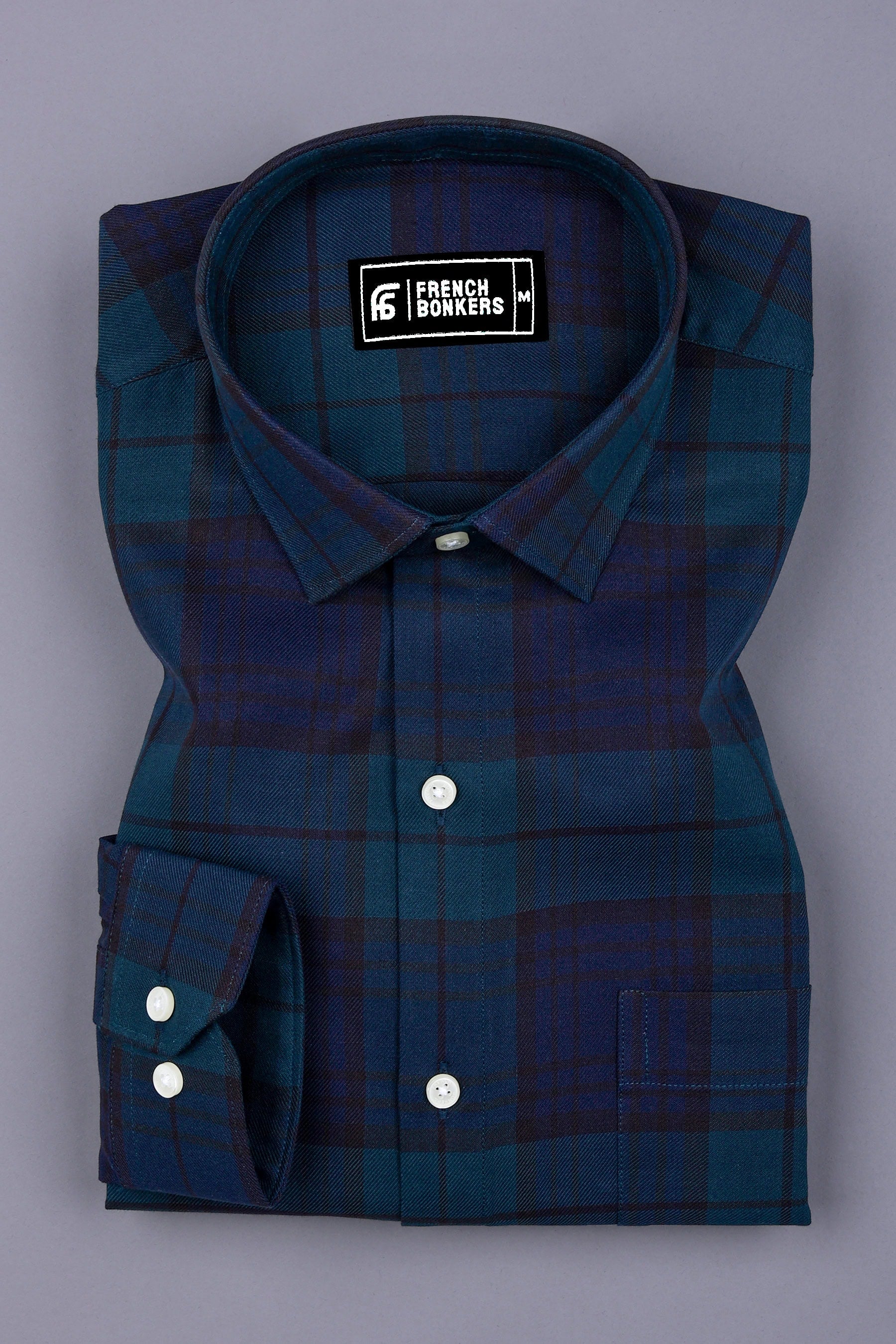 Poison Green with Black Twill check Shirt