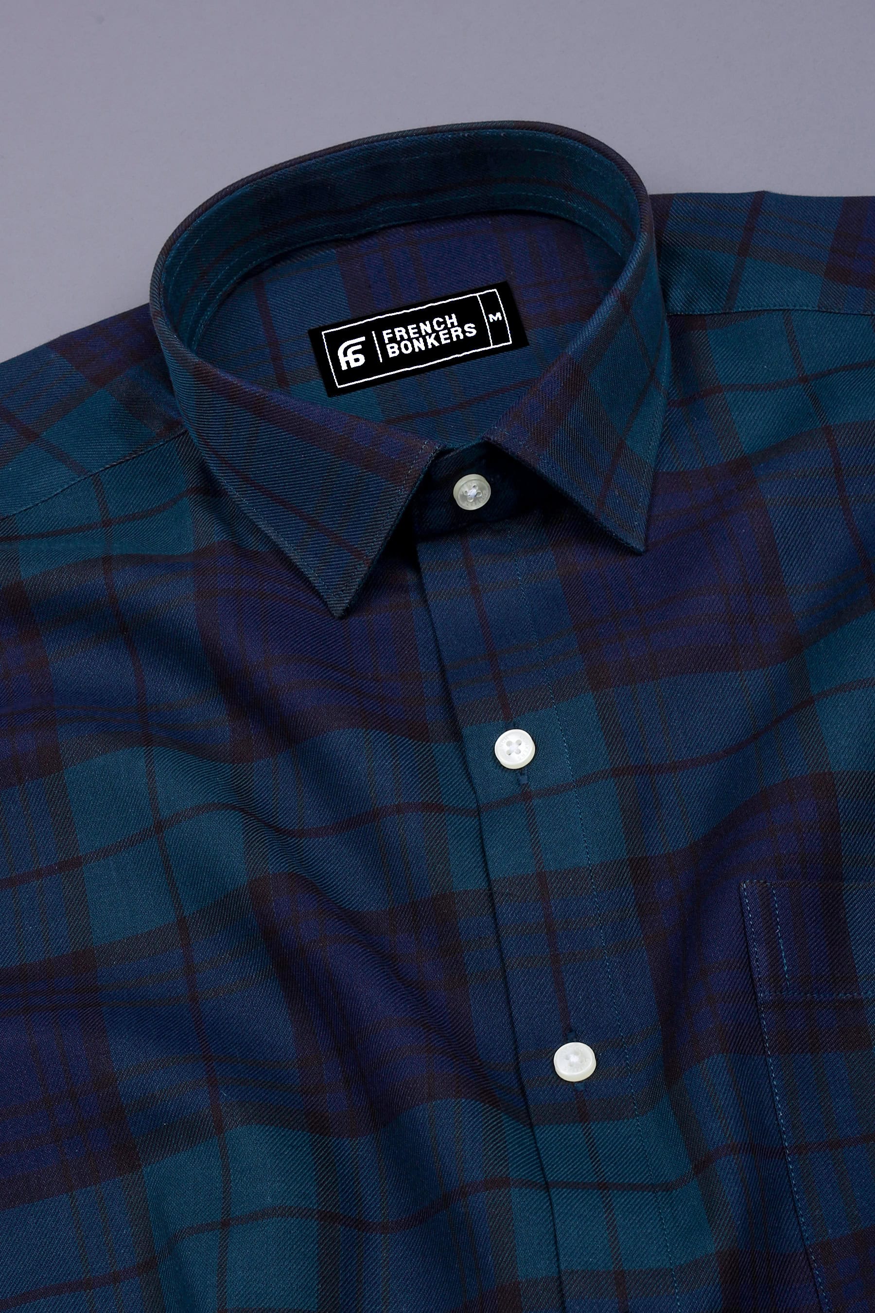 Poison Green with Black Twill check Shirt