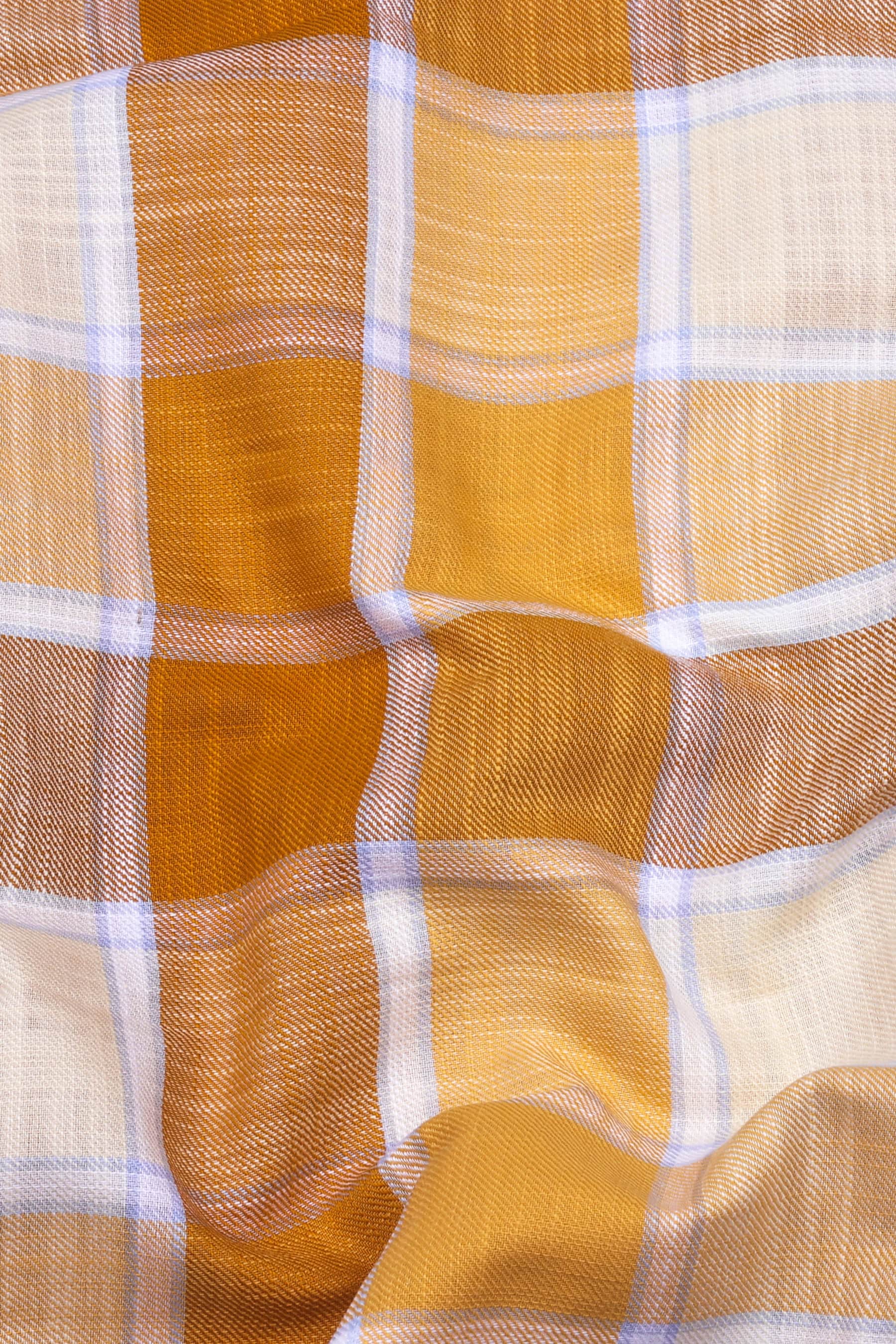 Mustard Yellow with White Windowpane Check Shirt