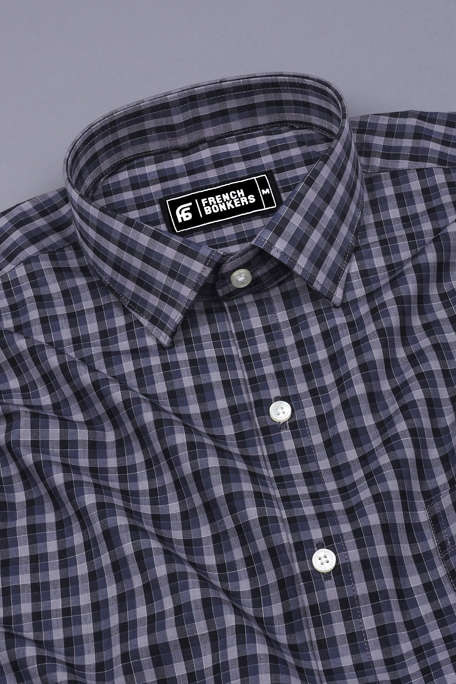 Black With Strom Grey Multi Check Cotton Shirt