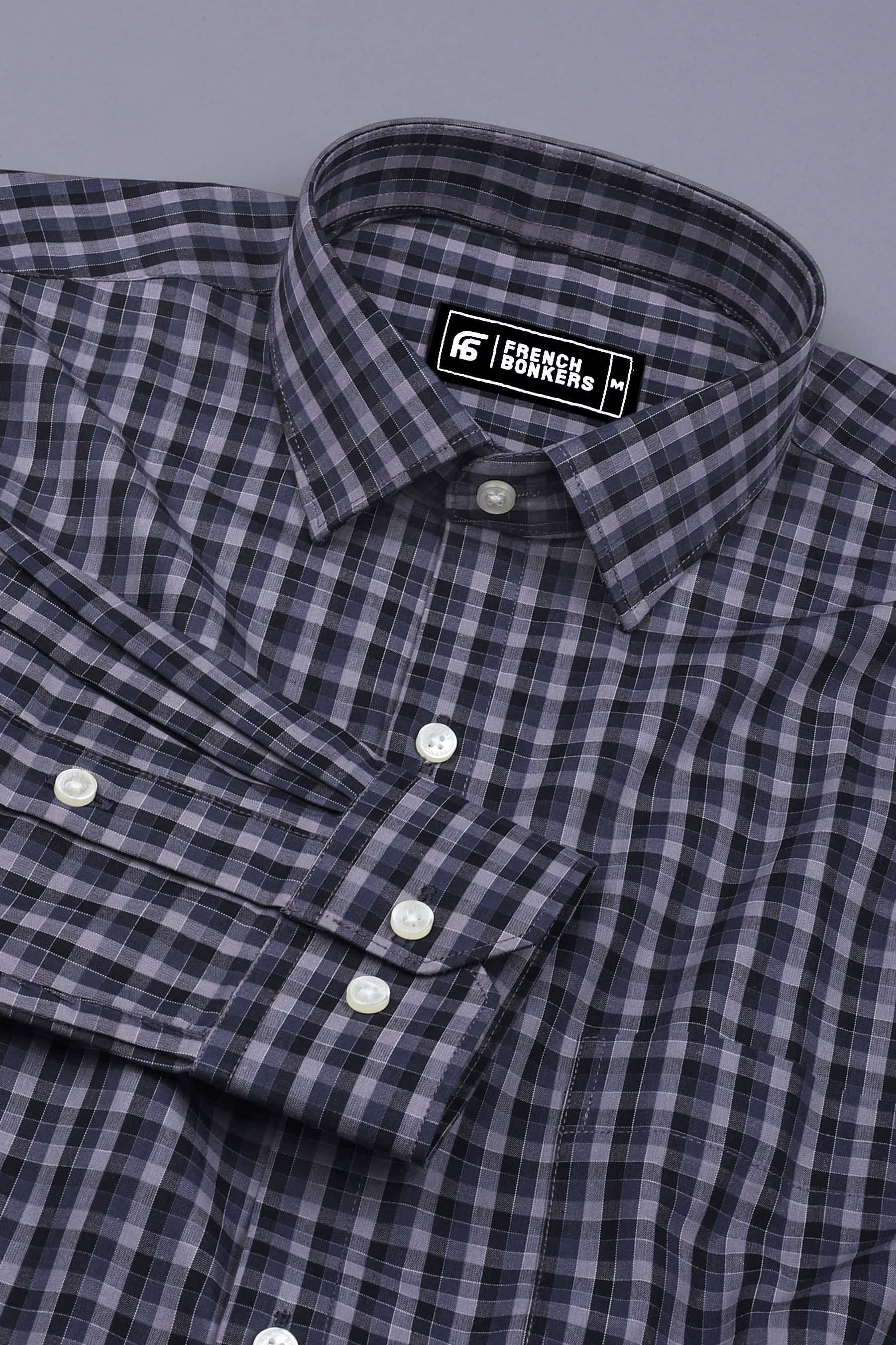 Black With Strom Grey Multi Check Cotton Shirt