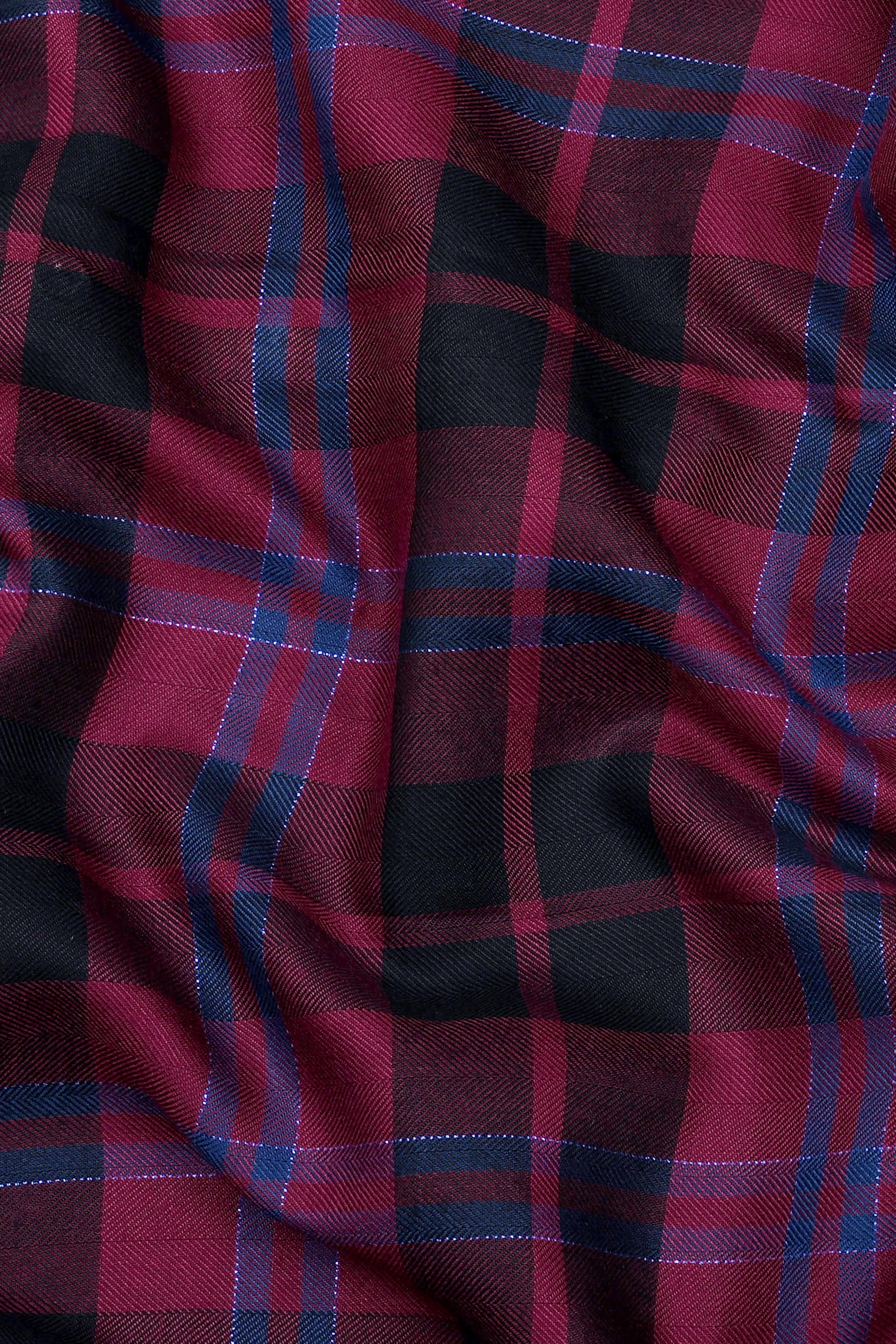 Merlot Maroon with Black Party wear cotton Shirt