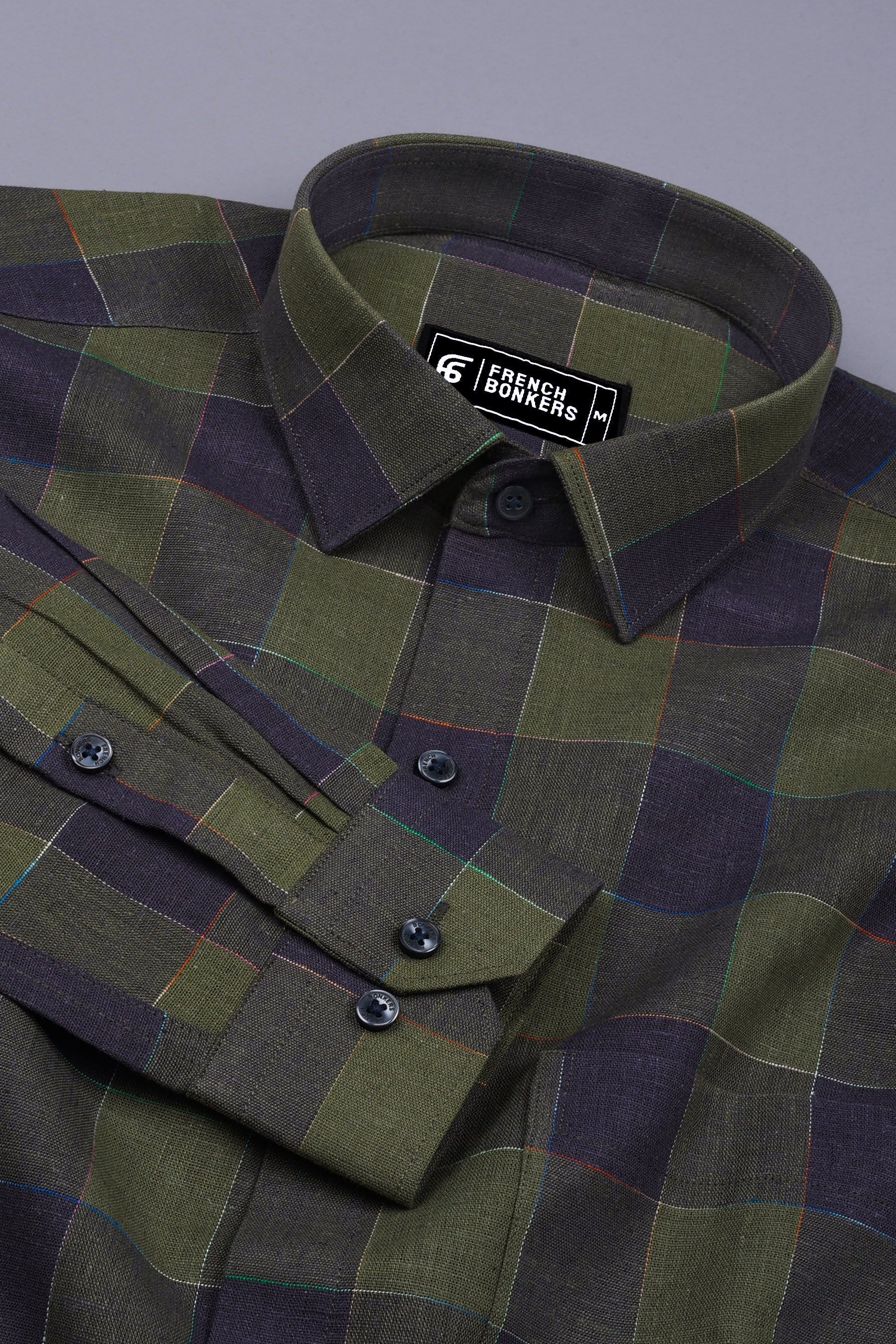 Green With Grey Check Cotton Shirt