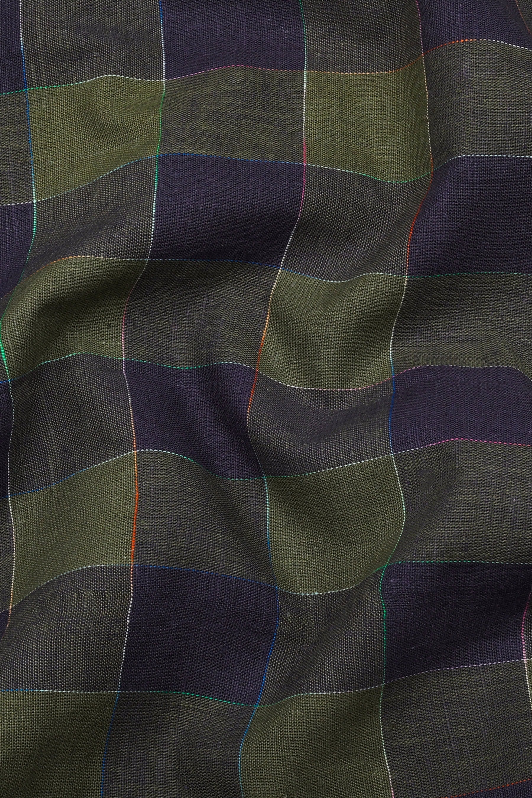 Green With Grey Check Cotton Shirt