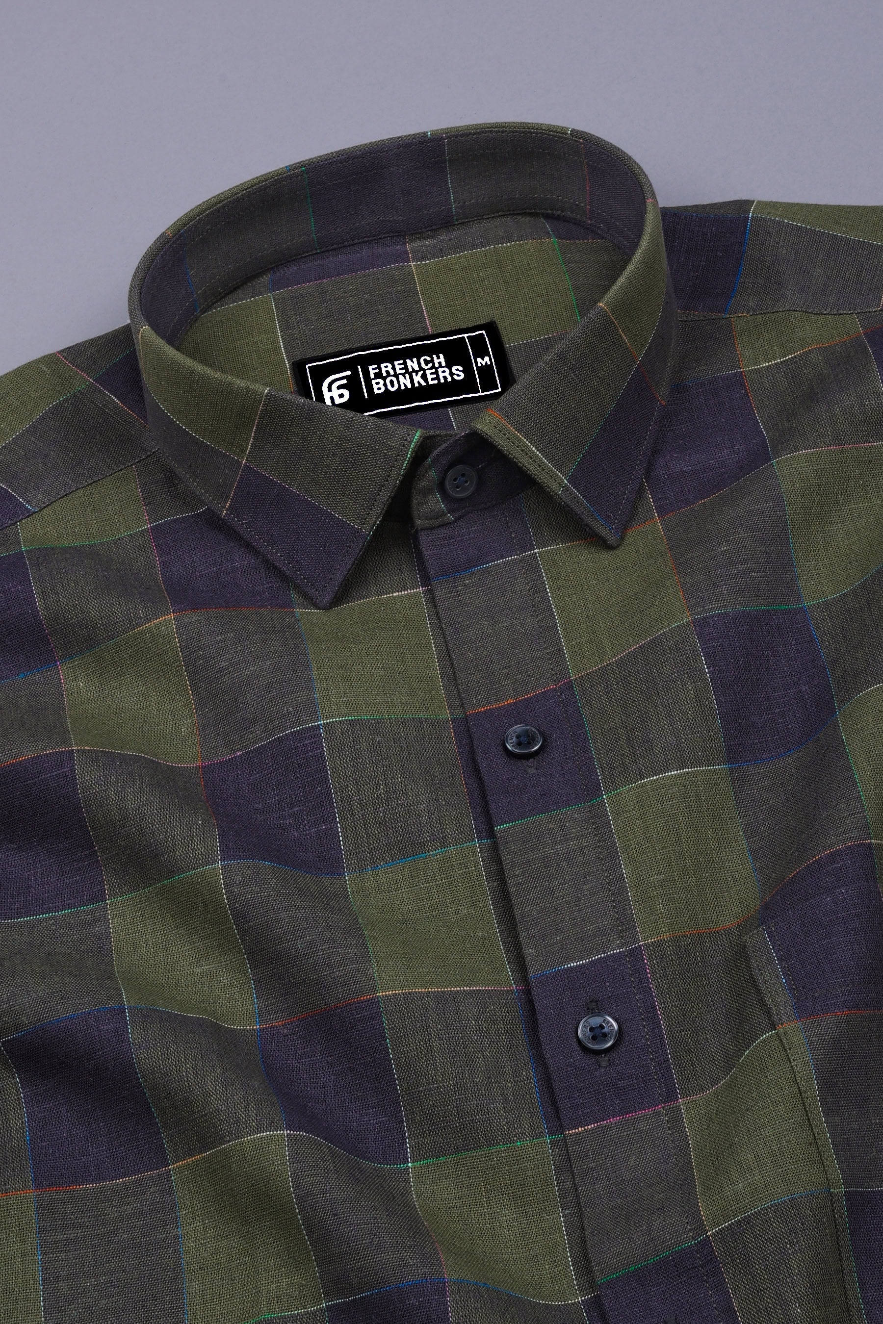 Green With Grey Check Cotton Shirt