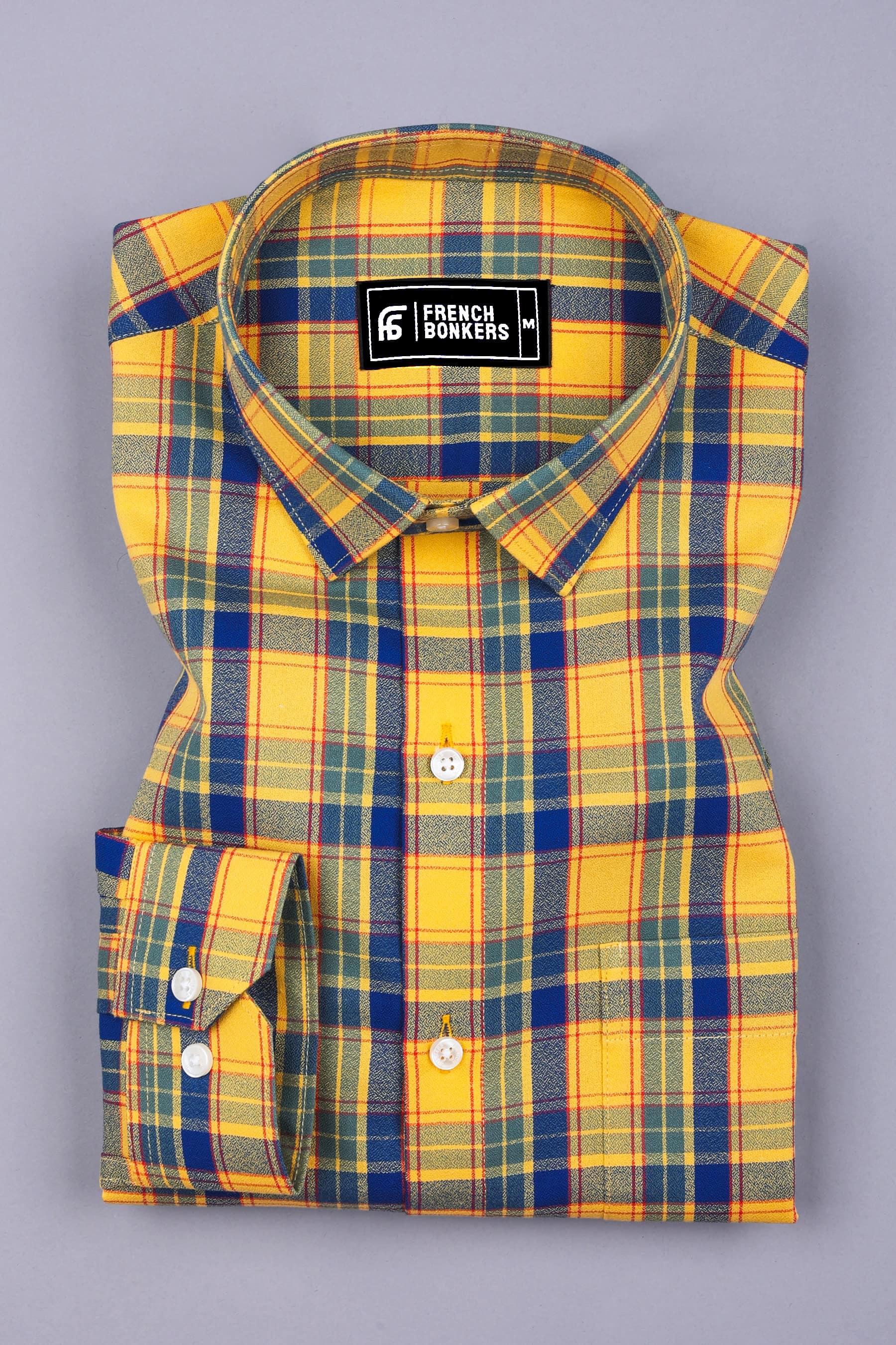 Yellow with blue and Red Buffalo Check Shirt