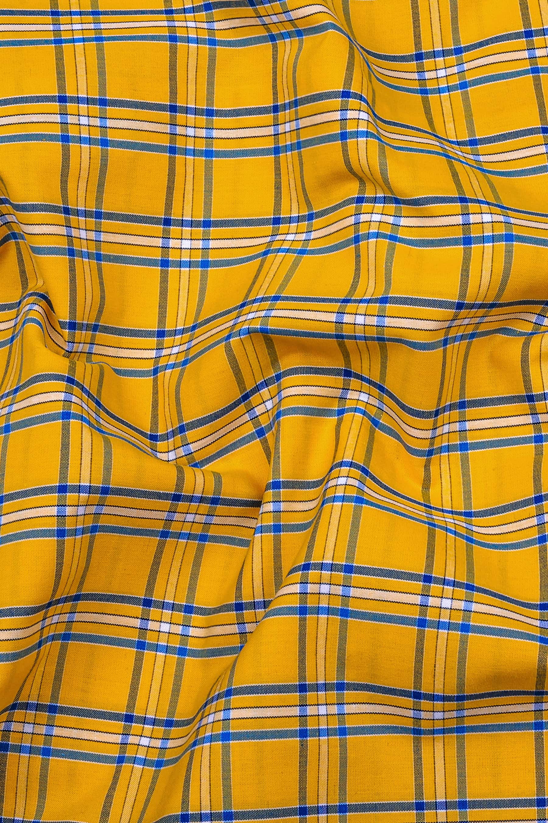 Lemon Yellow with Blue Poplin Check Shirt