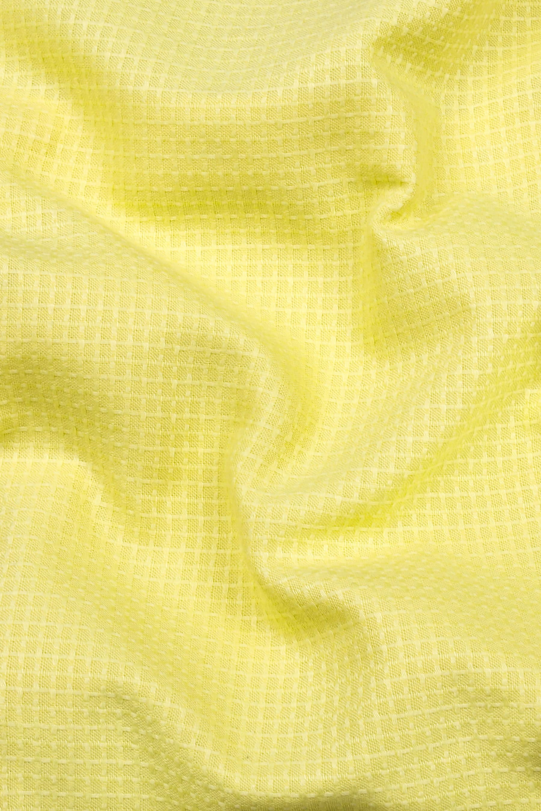 Light Yellow Small Check Jacquard Cotton Shirt