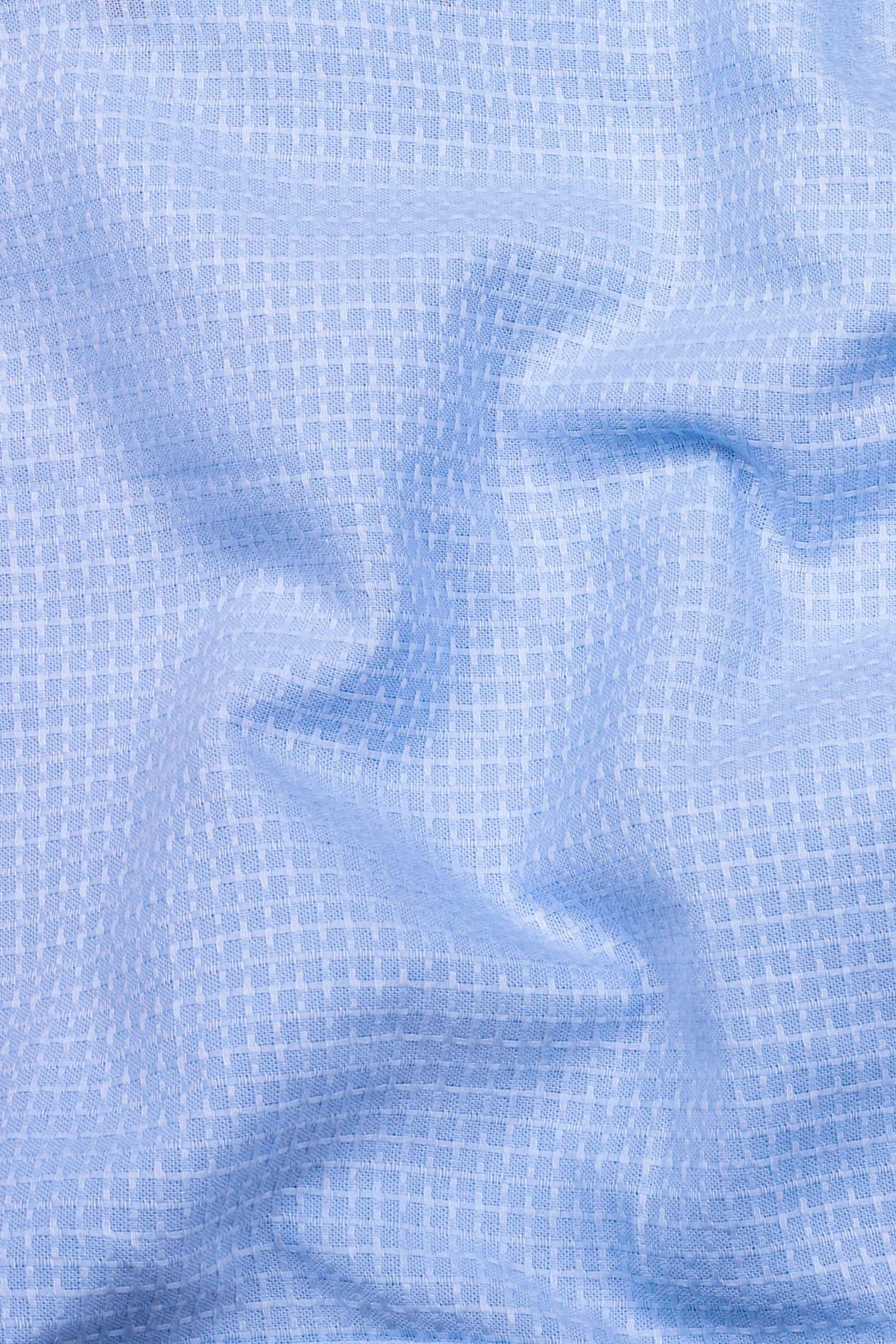 Light Blue Small Check  Jacquard Cotton Shirt