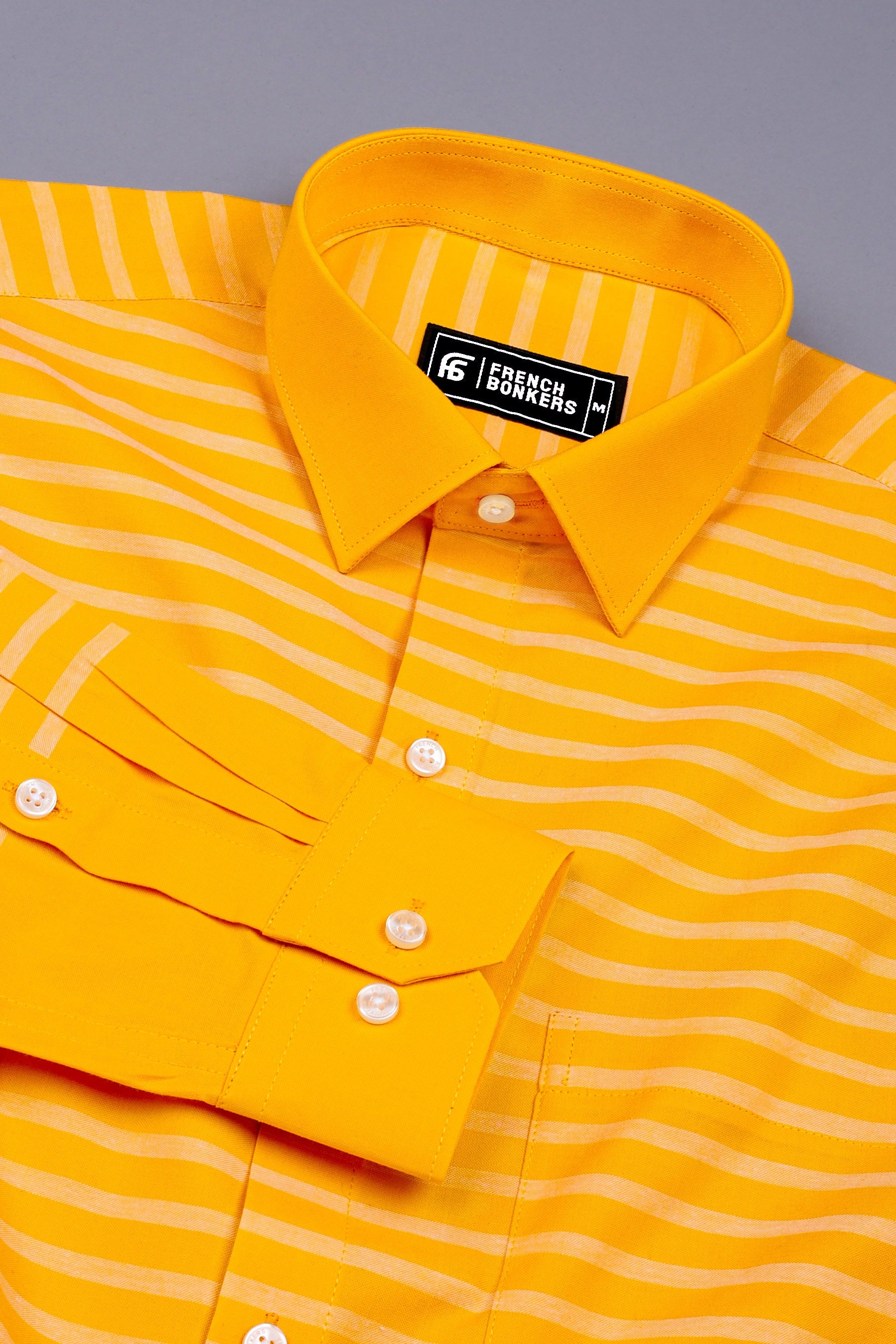 Sunglow Yellow With White Weft Stripe Oxford Shirt