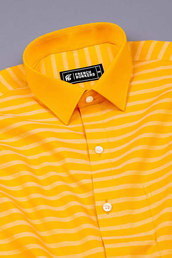 Sunglow Yellow With White Weft Stripe Oxford Shirt