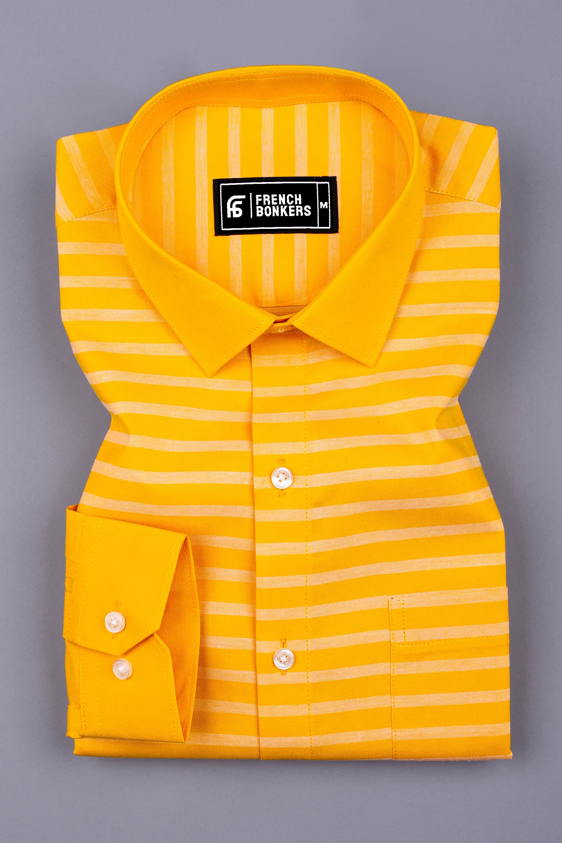 Sunglow Yellow With White Weft Stripe Oxford Shirt
