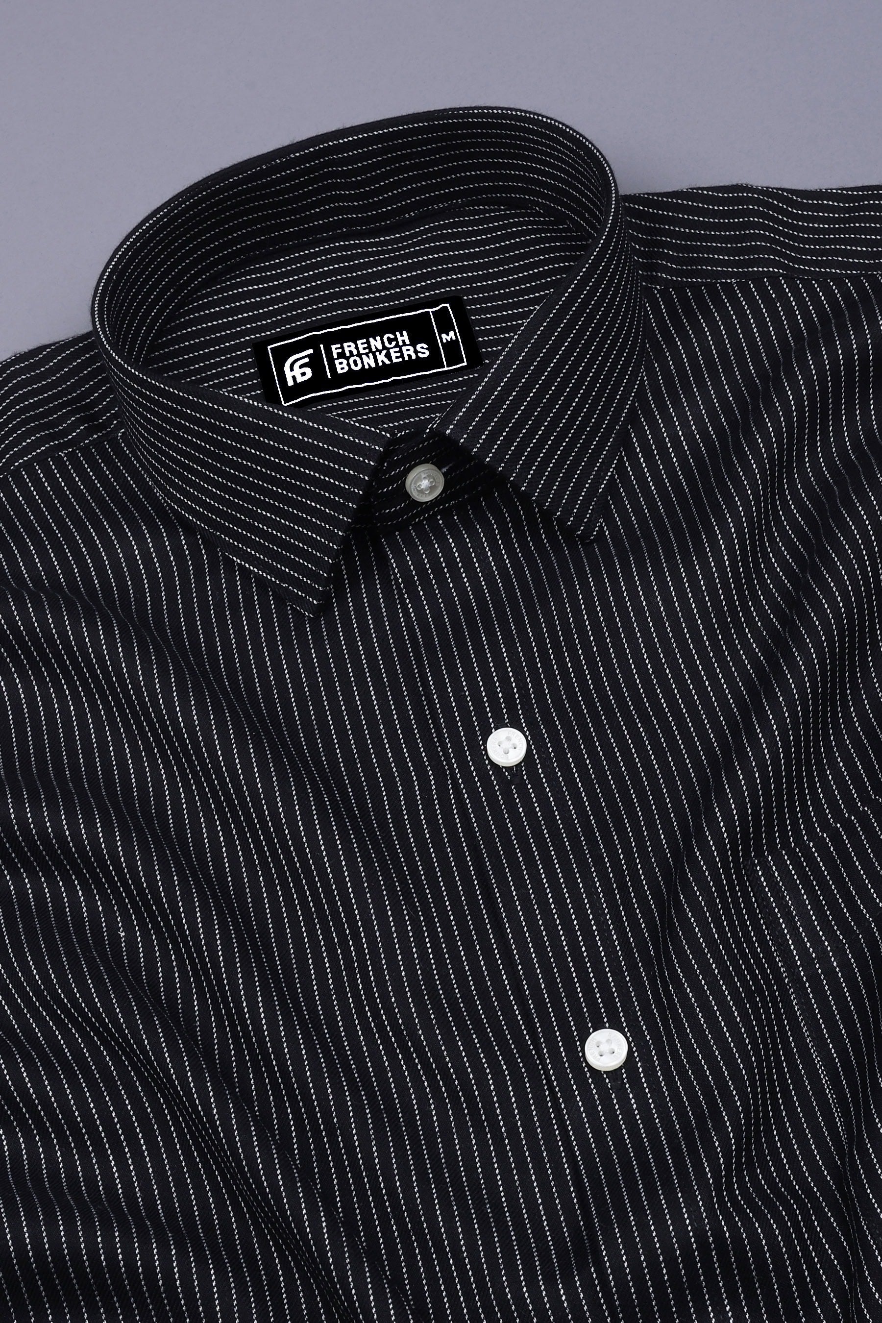 Black With Silver Pin Stripe Shirt