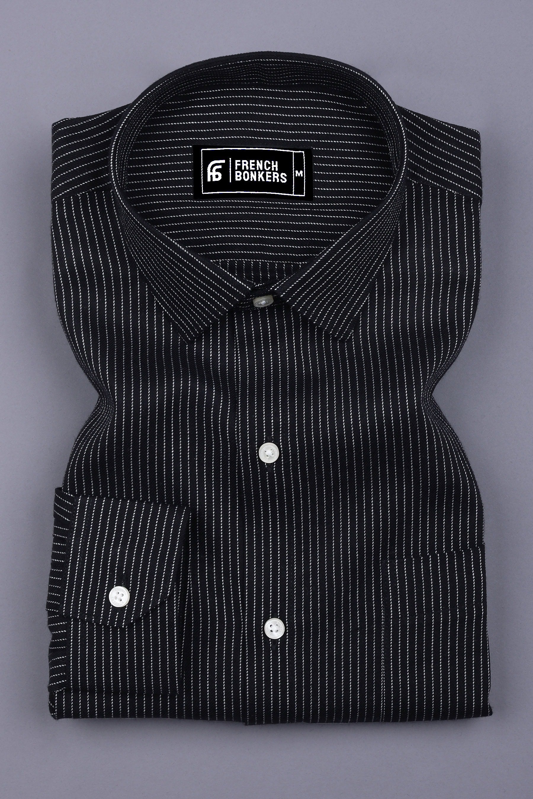 Black Shirt with Silver Pin Stripes