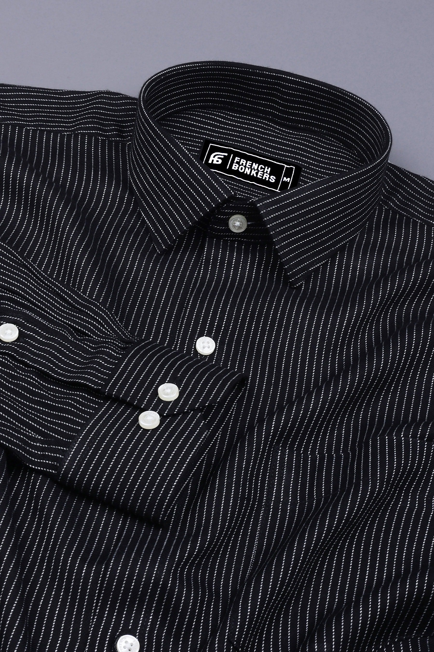 Black With Silver Pin Stripe Shirt