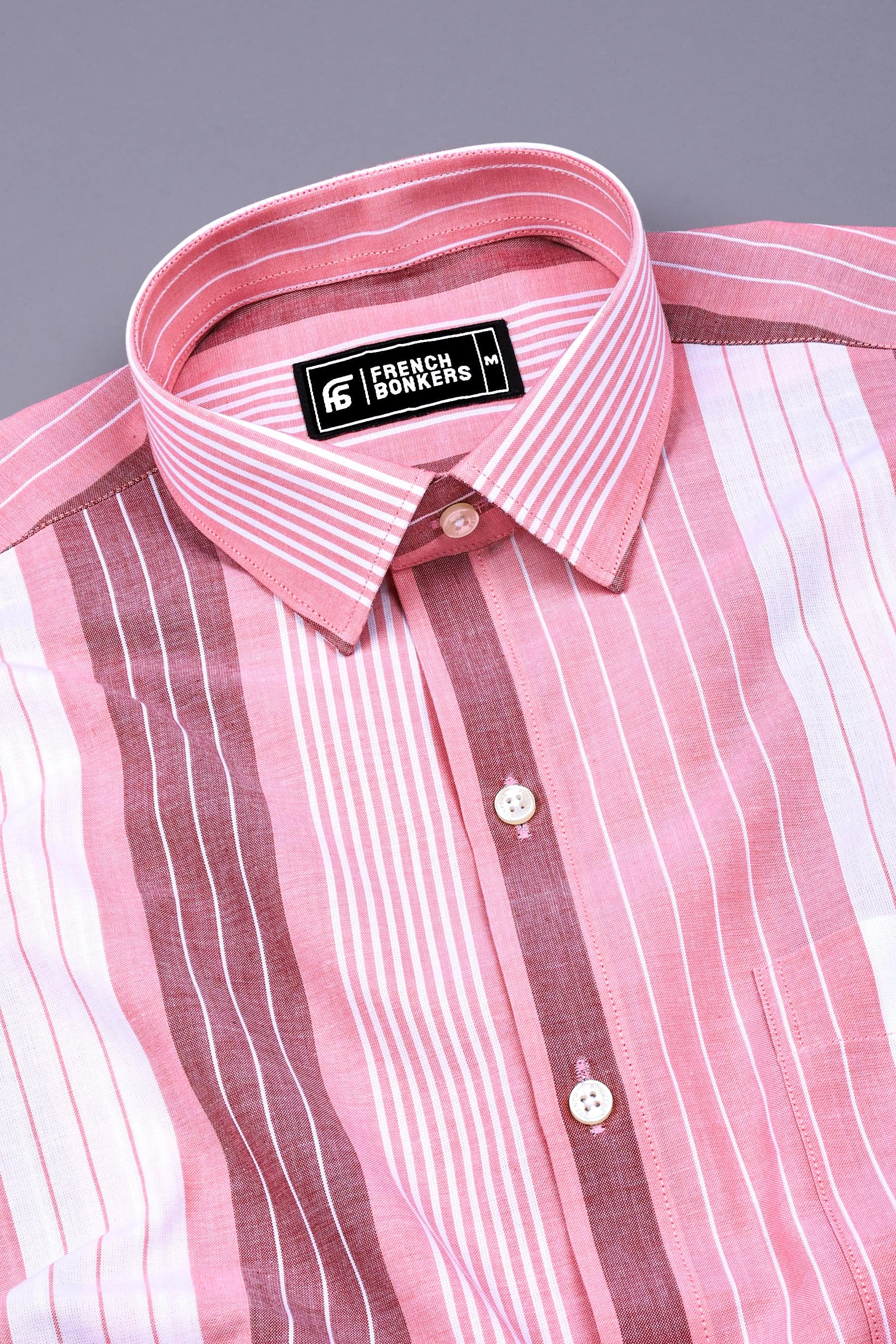 Velvet Rose With White Oxford Stripe Shirt