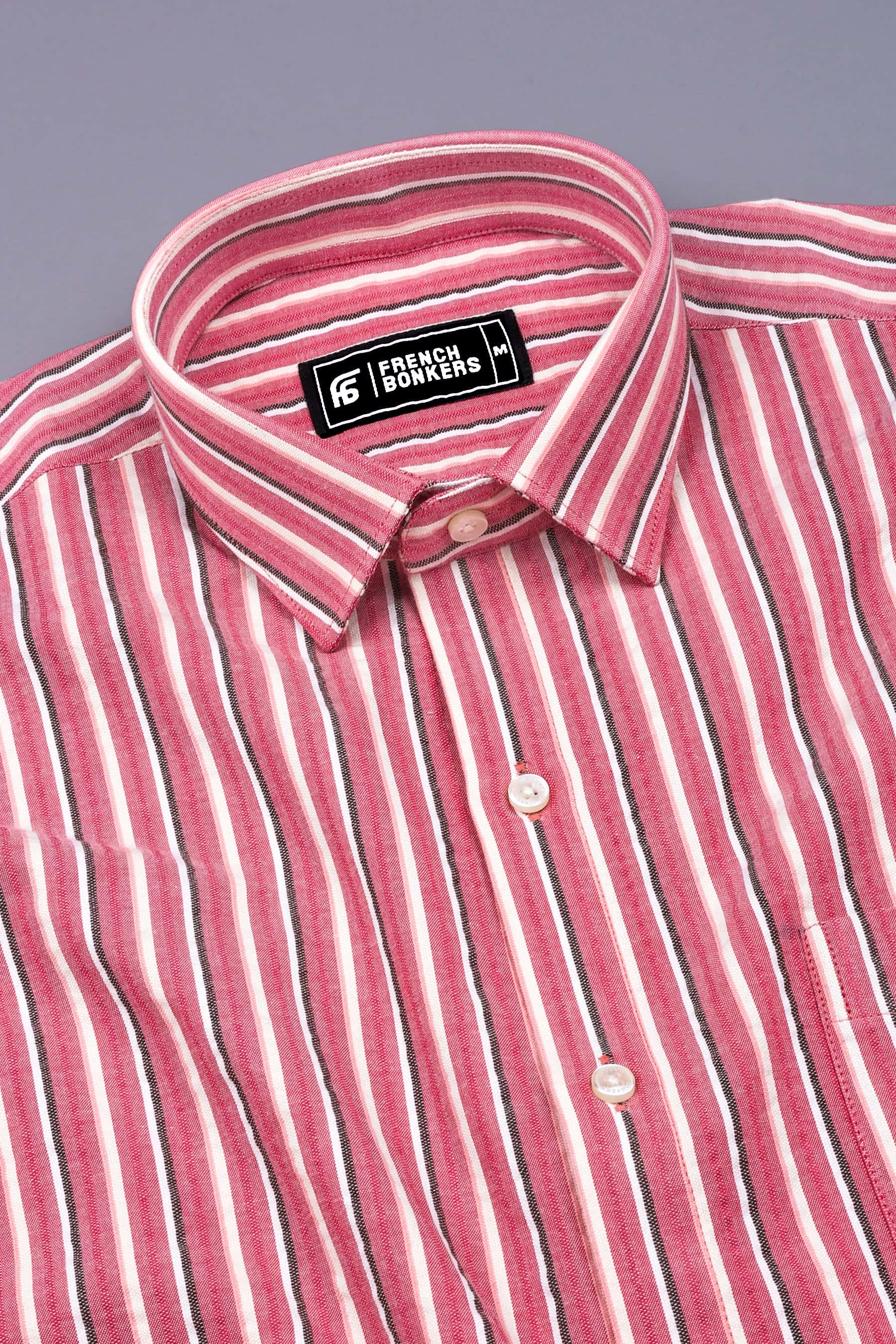 Dusty Rose With Multi Color Stripe Shirt