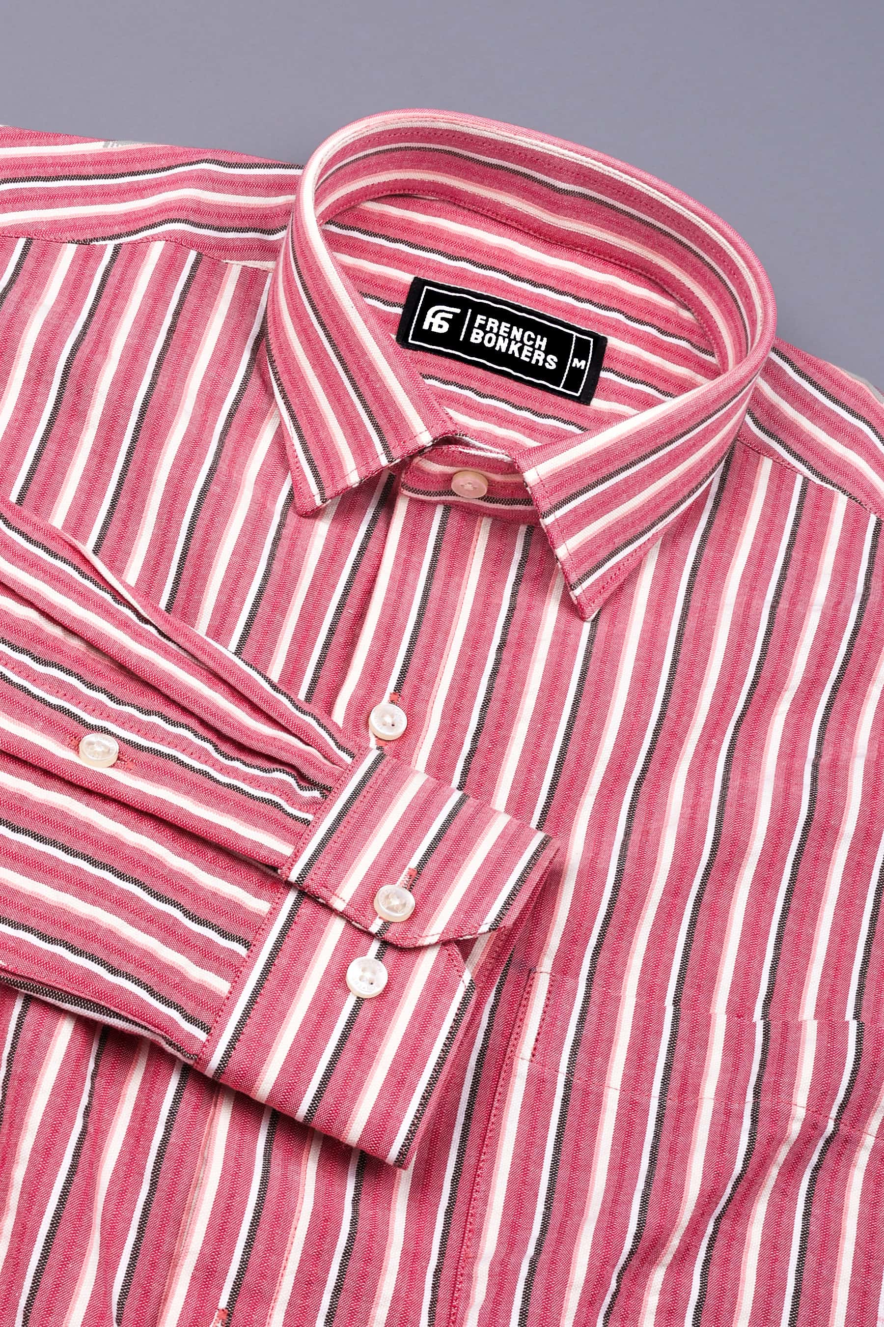 Dusty Rose With Multi Color Stripe Shirt