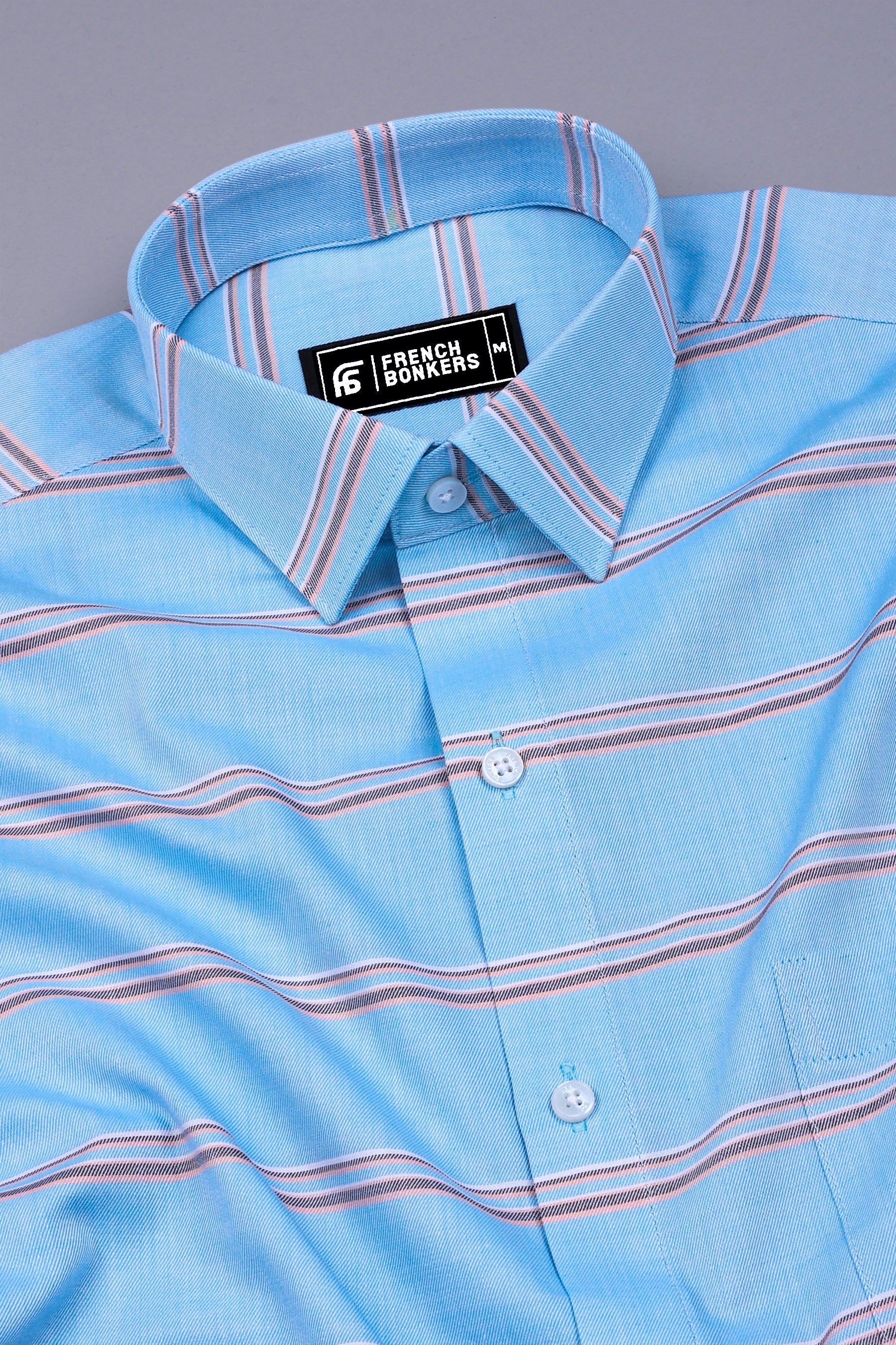 Pacific Blue with Black Twill Stripe Shirt