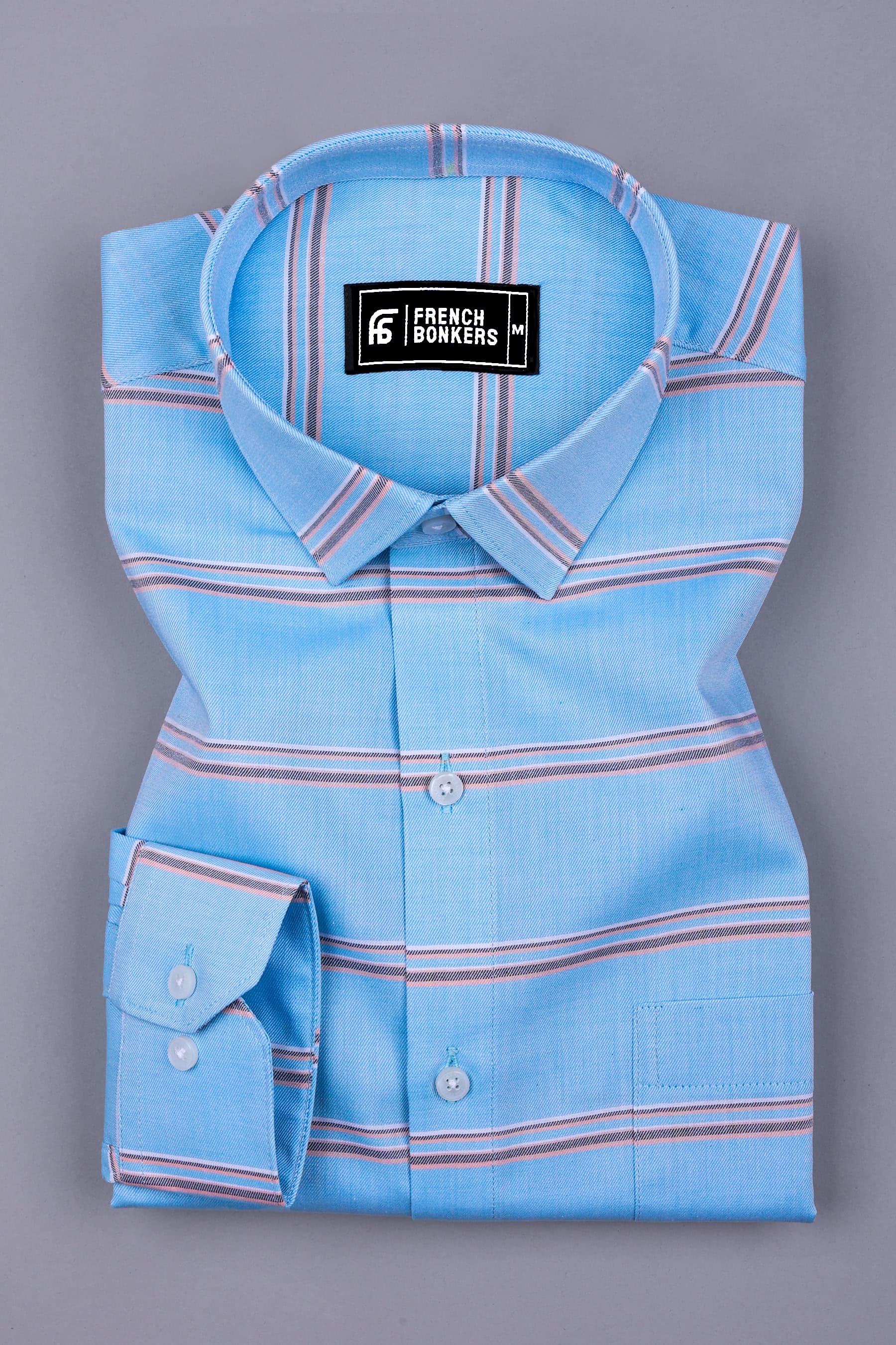 Pacific Blue with Black Twill Stripe Shirt