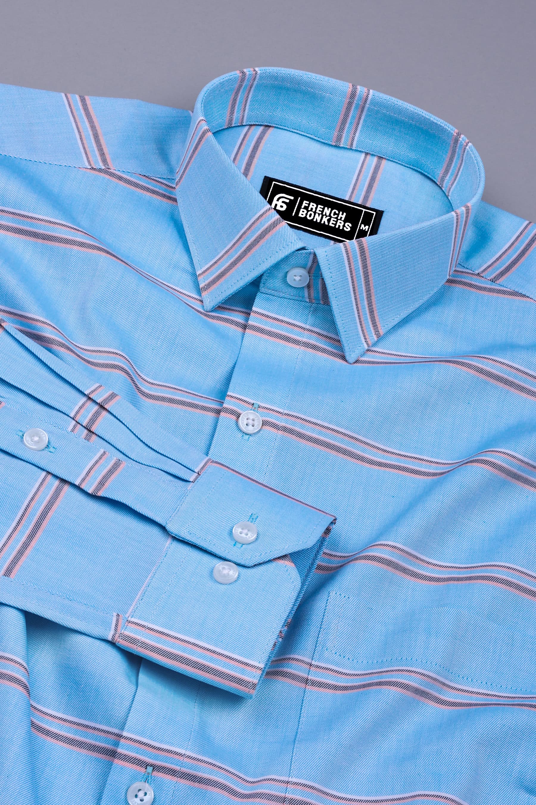 Pacific Blue with Black Twill Stripe Shirt