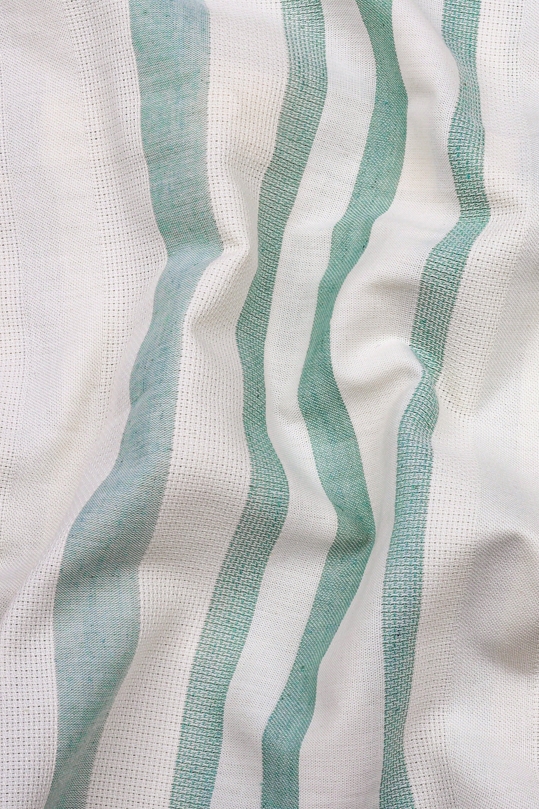 Sage Green With White weft Stripe Cotton shirt