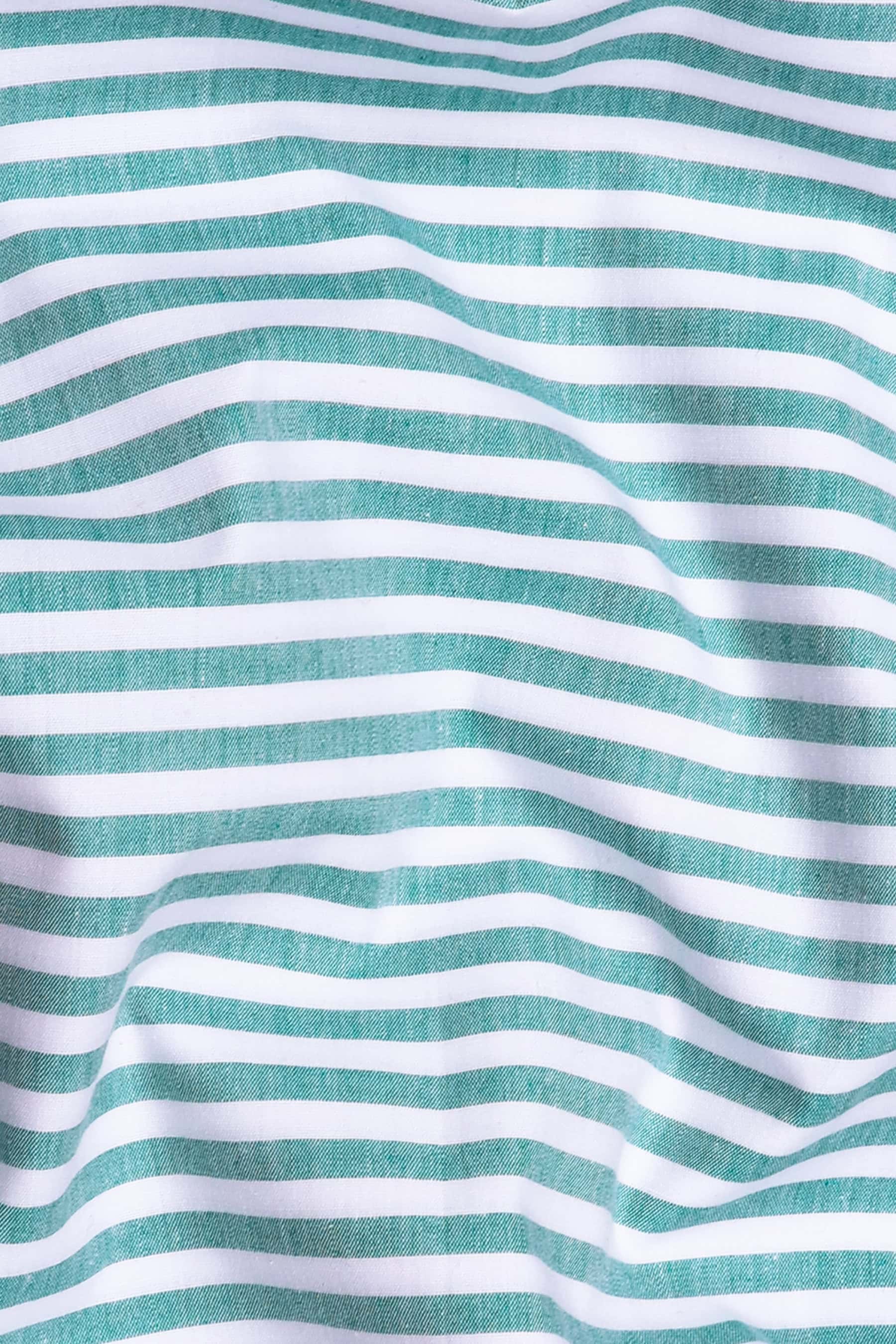 Green With White Stripe Cotton Shirt