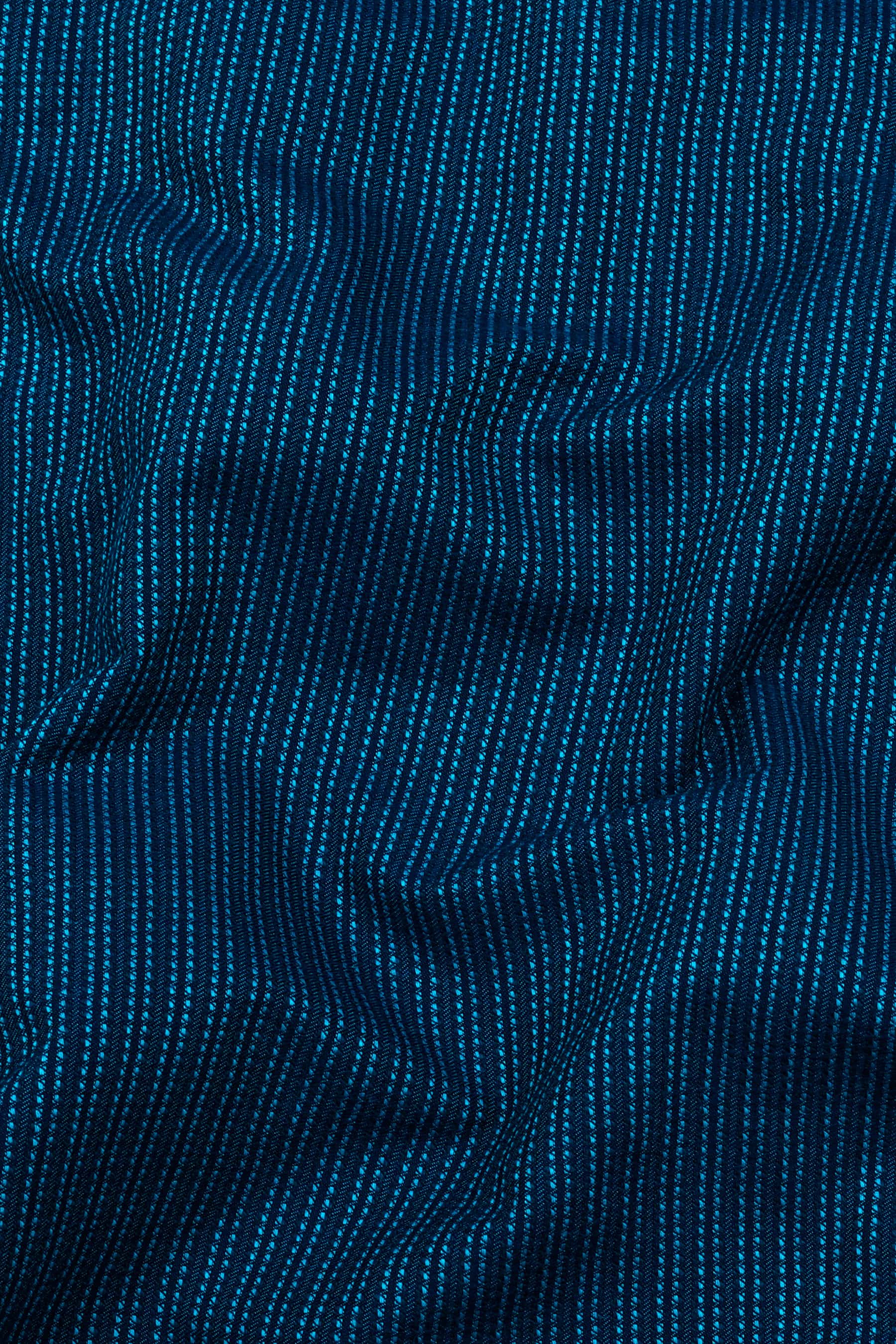 Crystal teal Blue Jacquard Stripe cotton Shirt