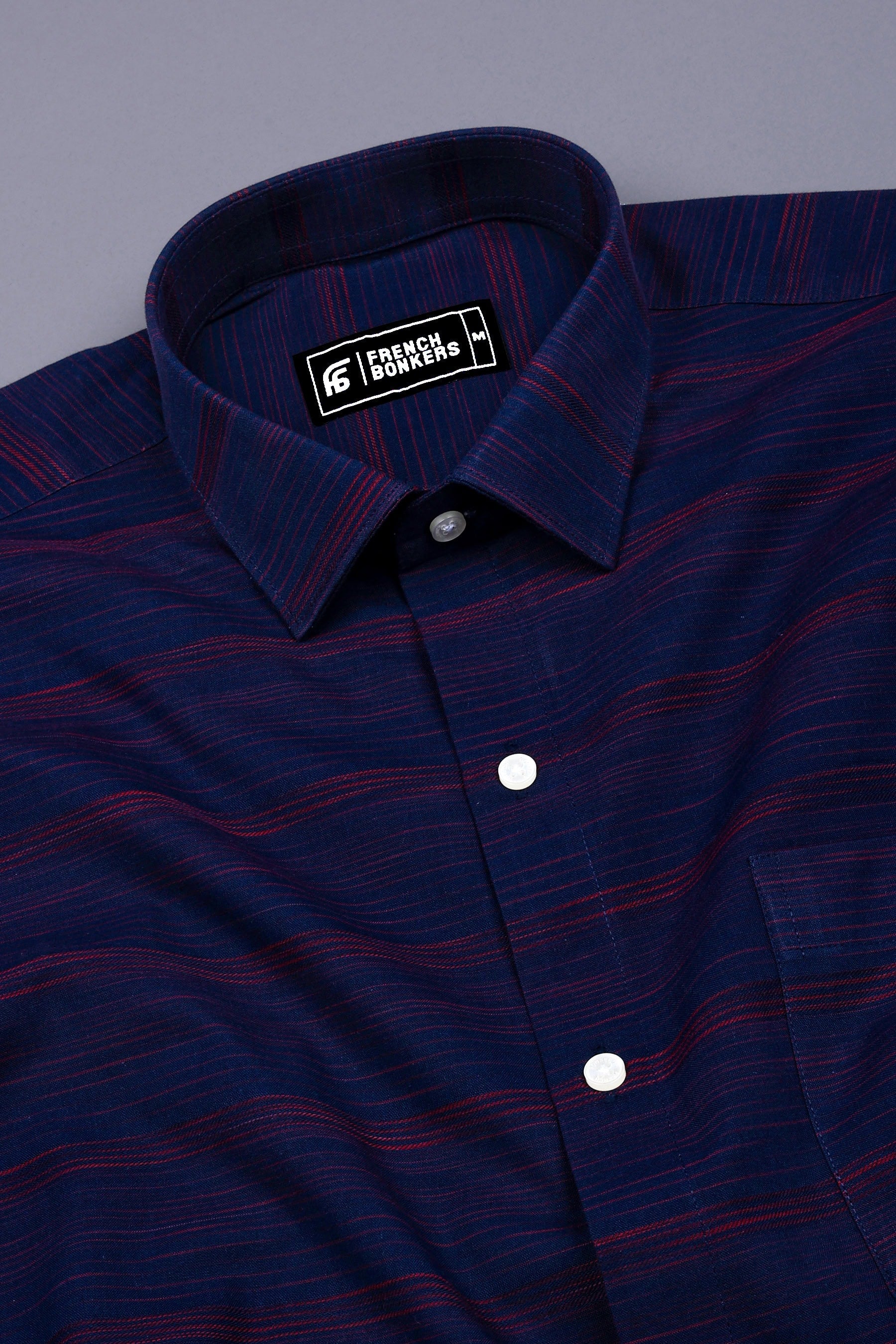 Red With Navyblue Shaded Stripe Shirt