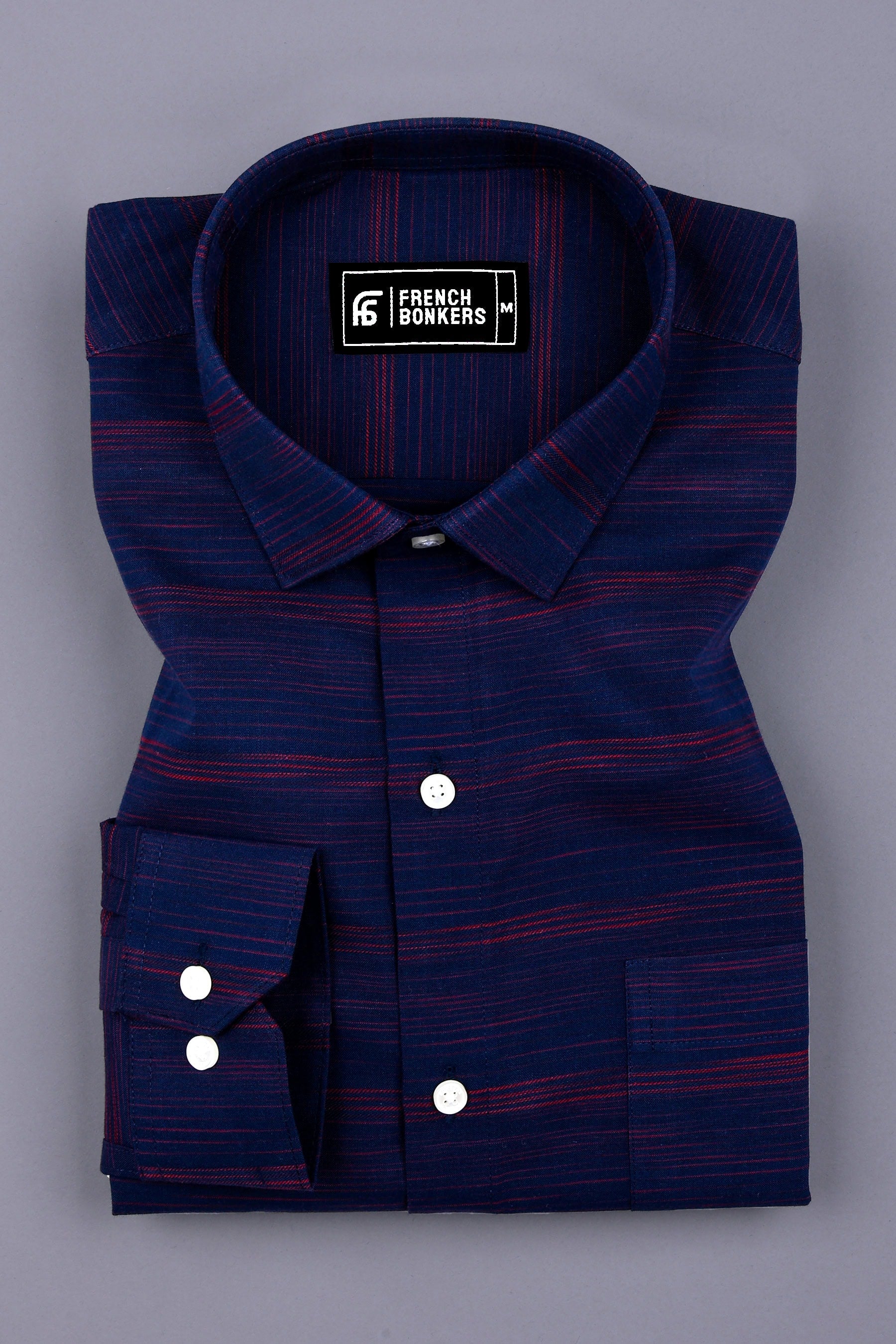 Red With Navyblue Shaded Stripe Shirt